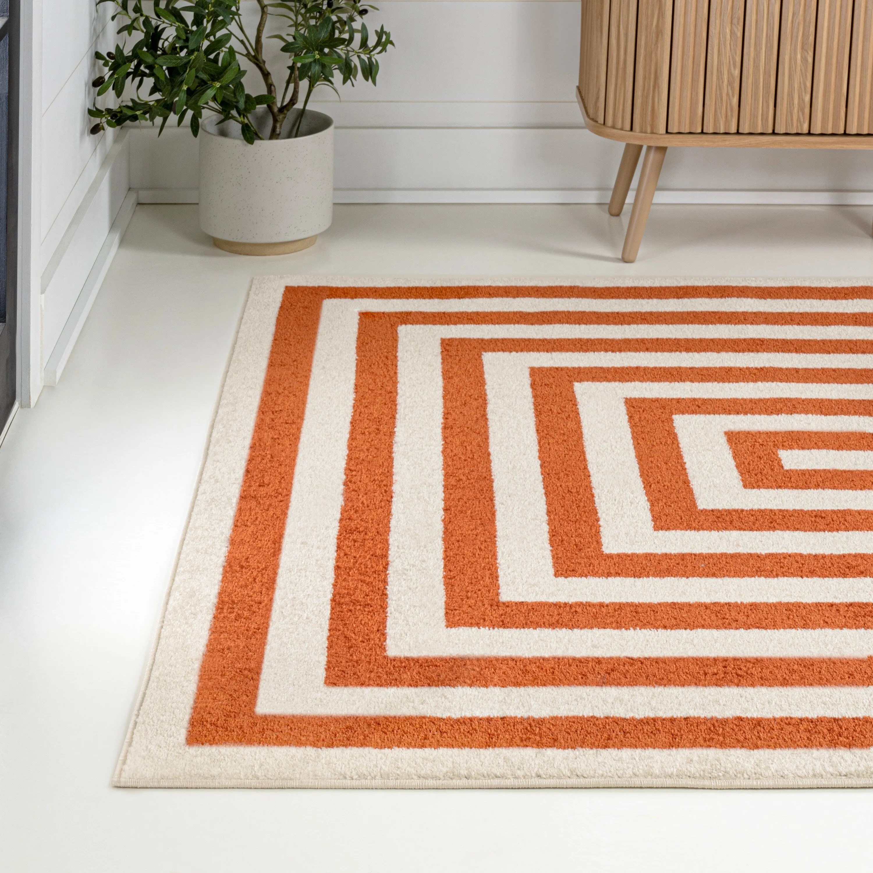 JONATHAN Y Olivier Modern Classic Mitre Stripe Brown/Ivory Rug
