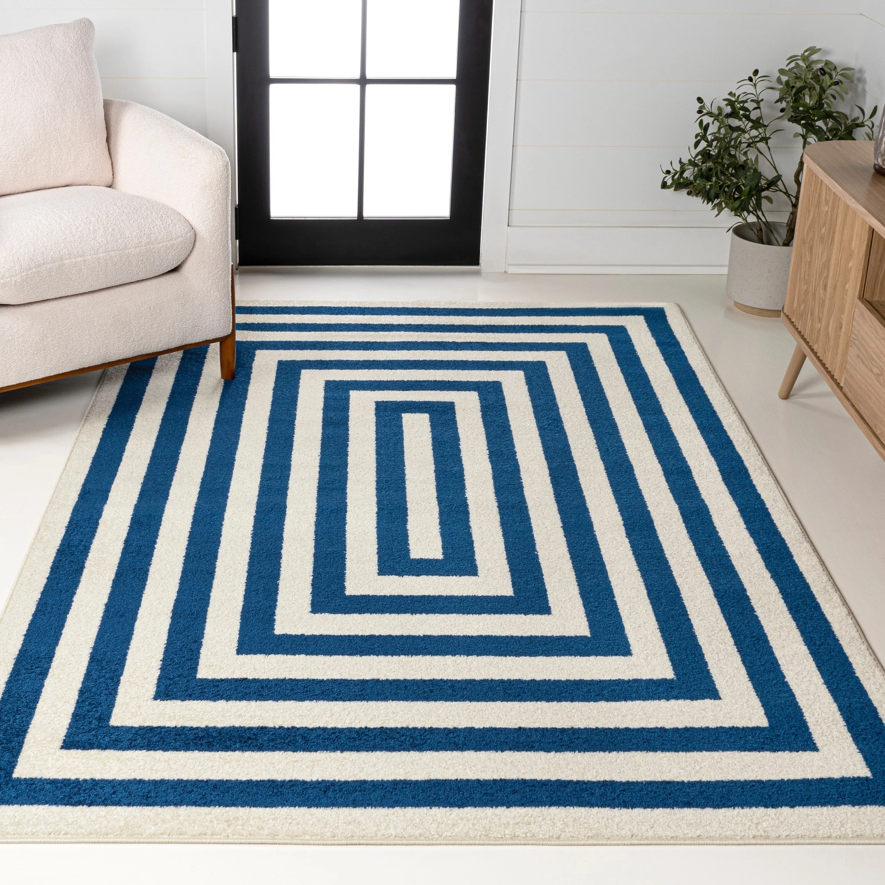 JONATHAN Y Olivier Modern Classic Mitre Stripe Brown/Ivory Rug