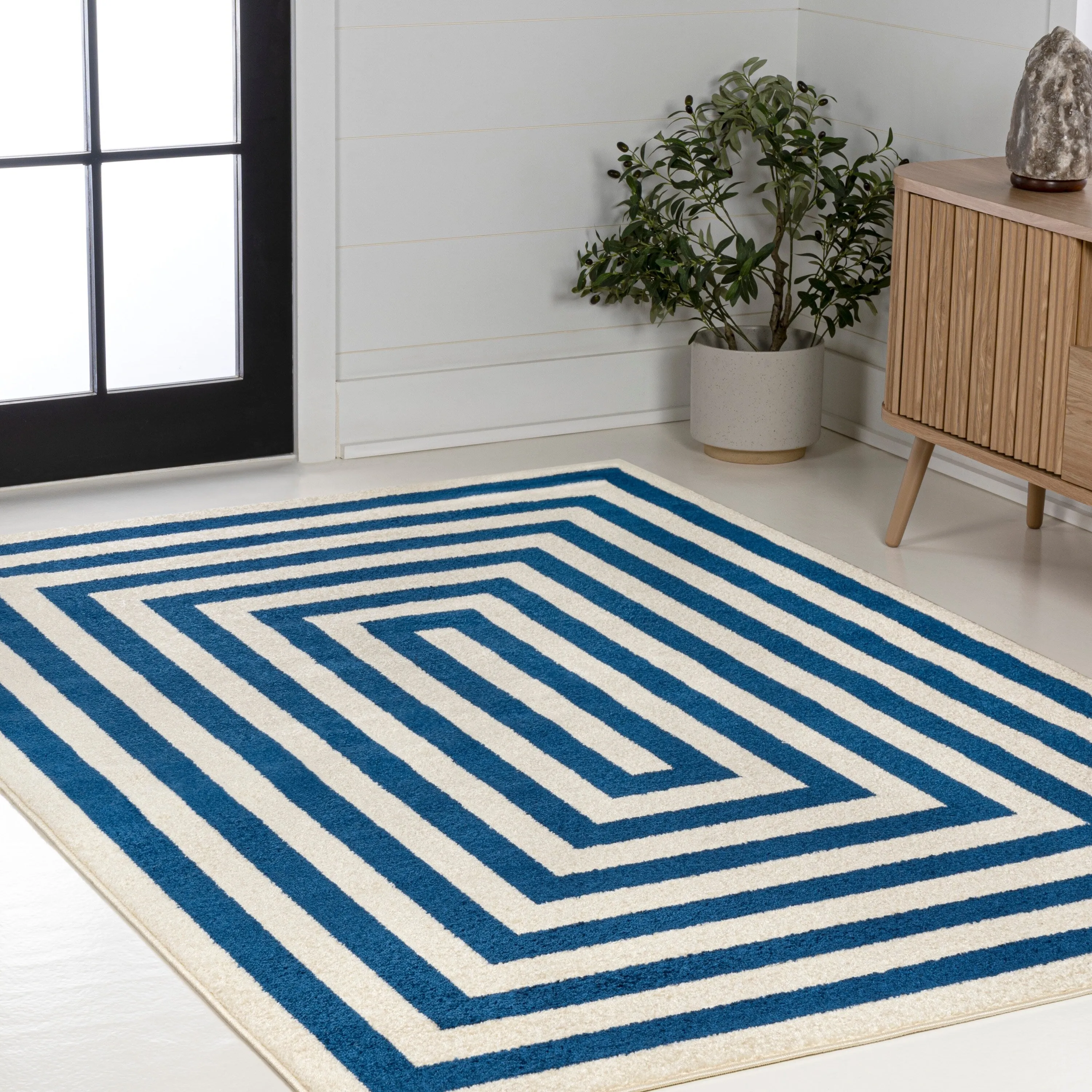 JONATHAN Y Olivier Modern Classic Mitre Stripe Brown/Ivory Rug