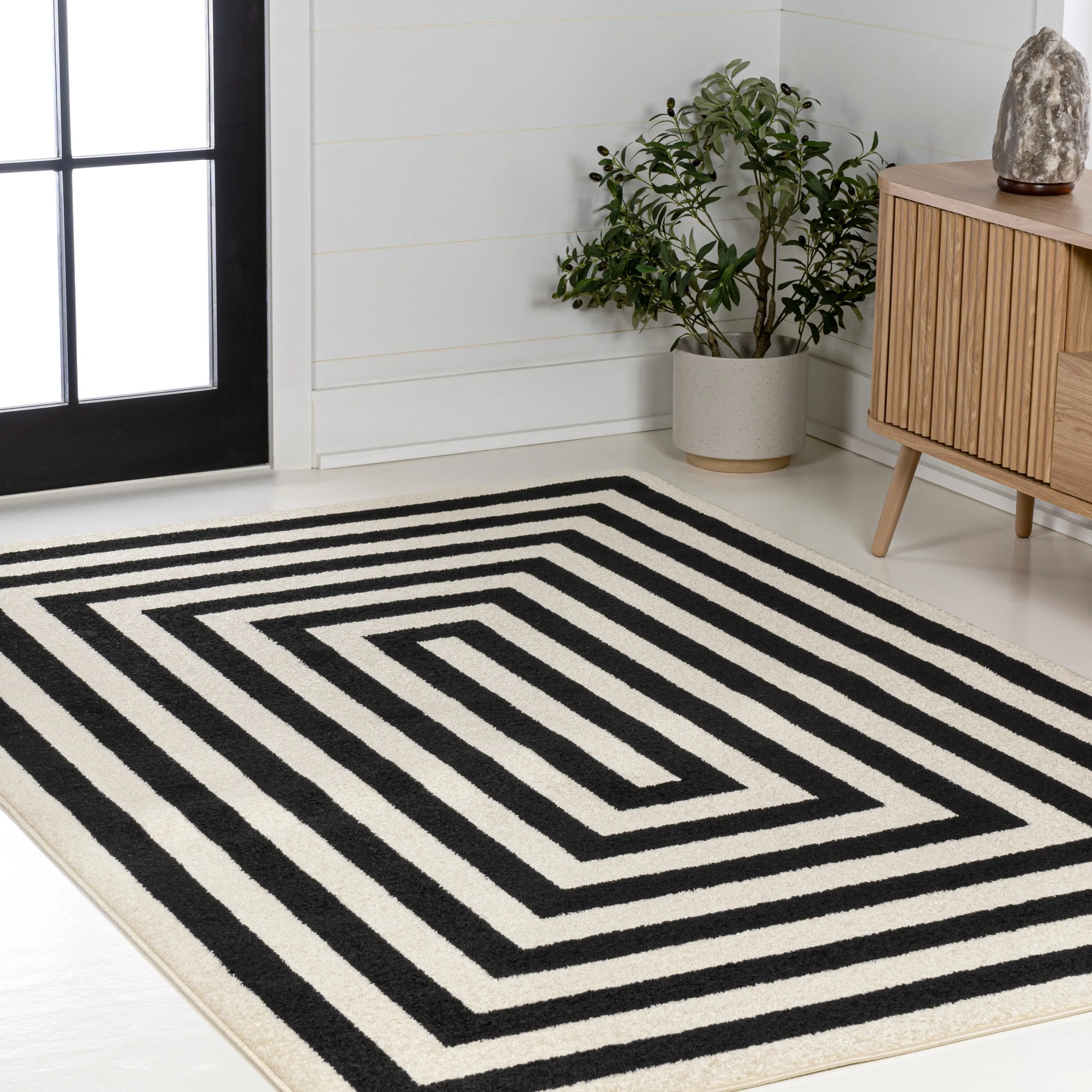 JONATHAN Y Olivier Modern Classic Mitre Stripe Brown/Ivory Rug