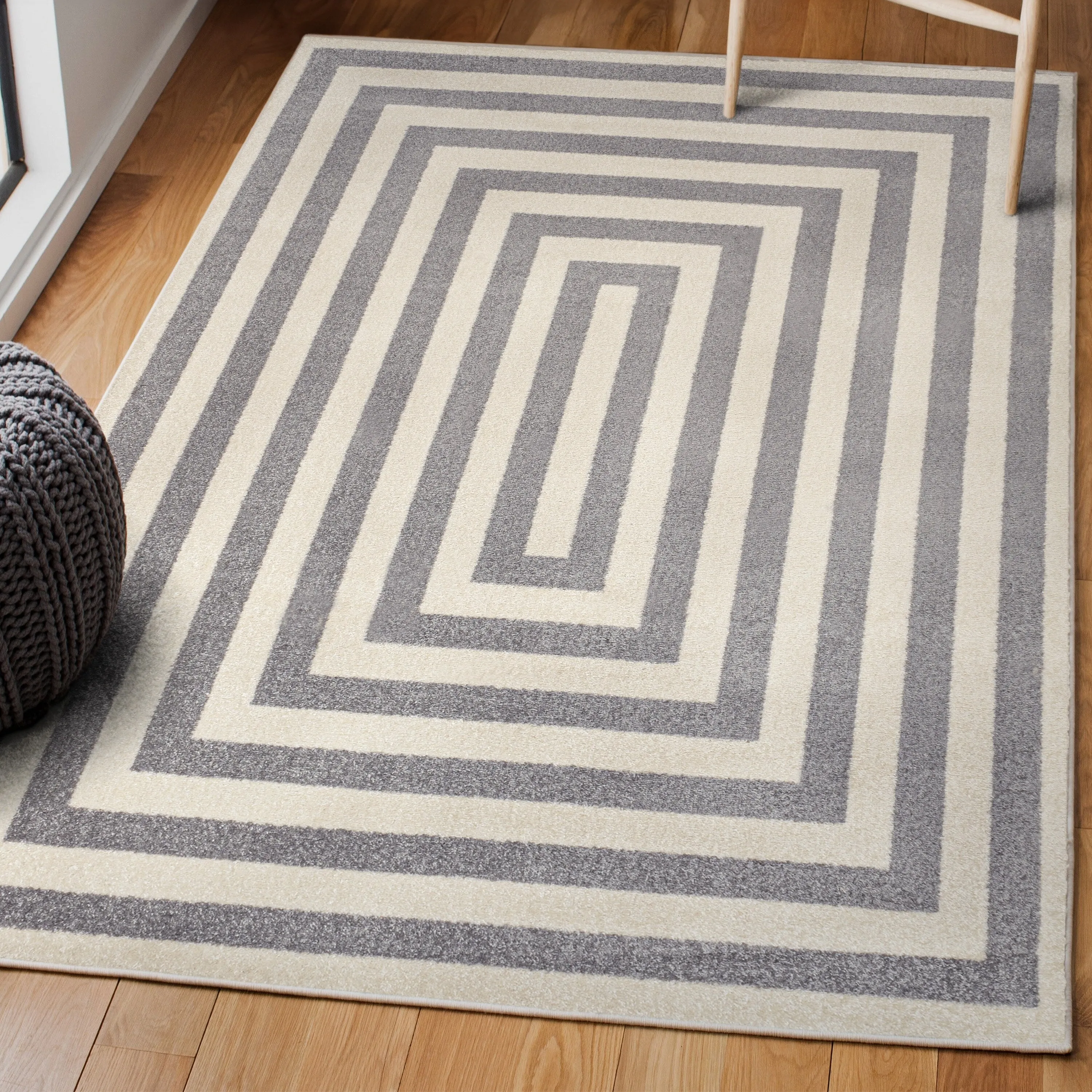 JONATHAN Y Olivier Modern Classic Mitre Stripe Brown/Ivory Rug