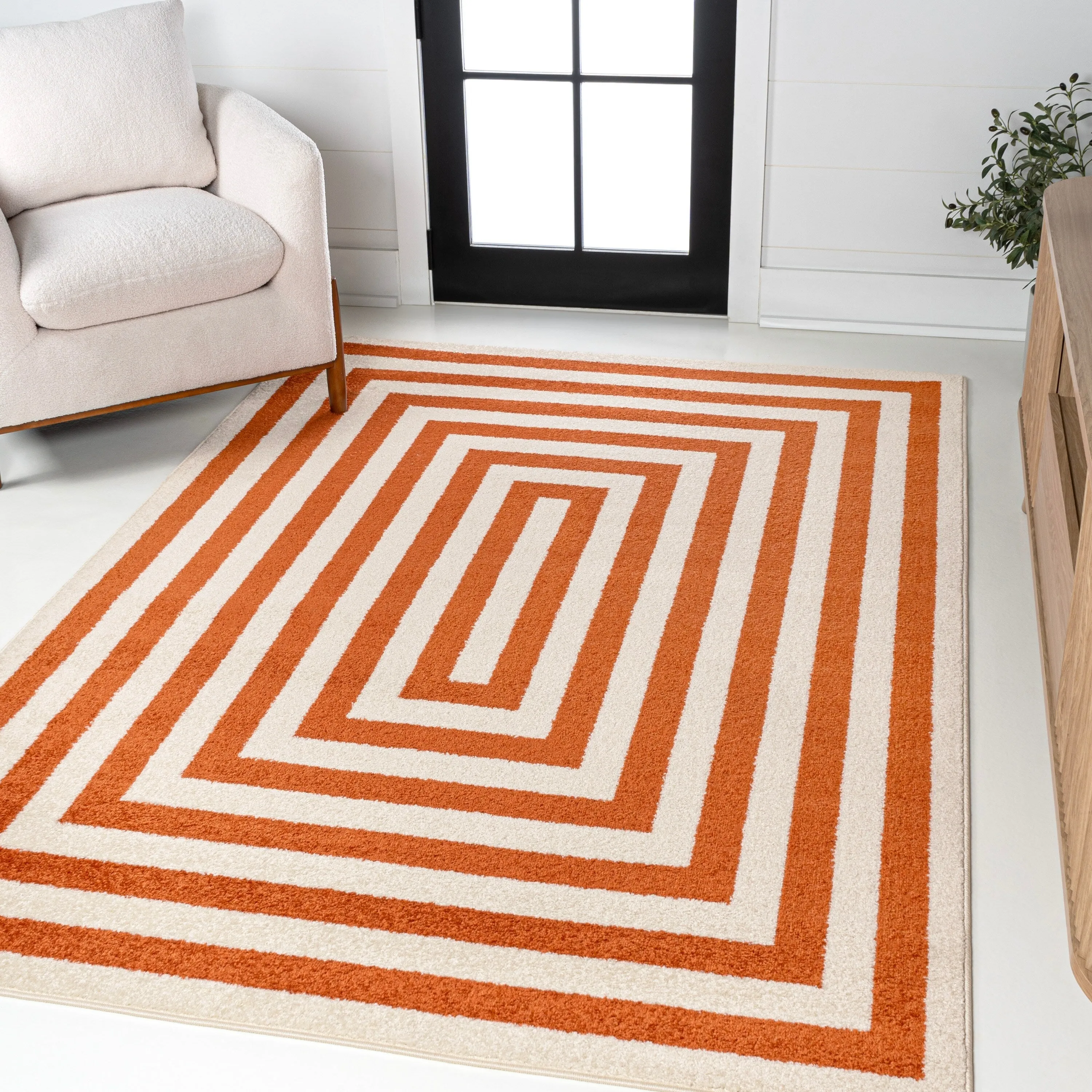 JONATHAN Y Olivier Modern Classic Mitre Stripe Brown/Ivory Rug