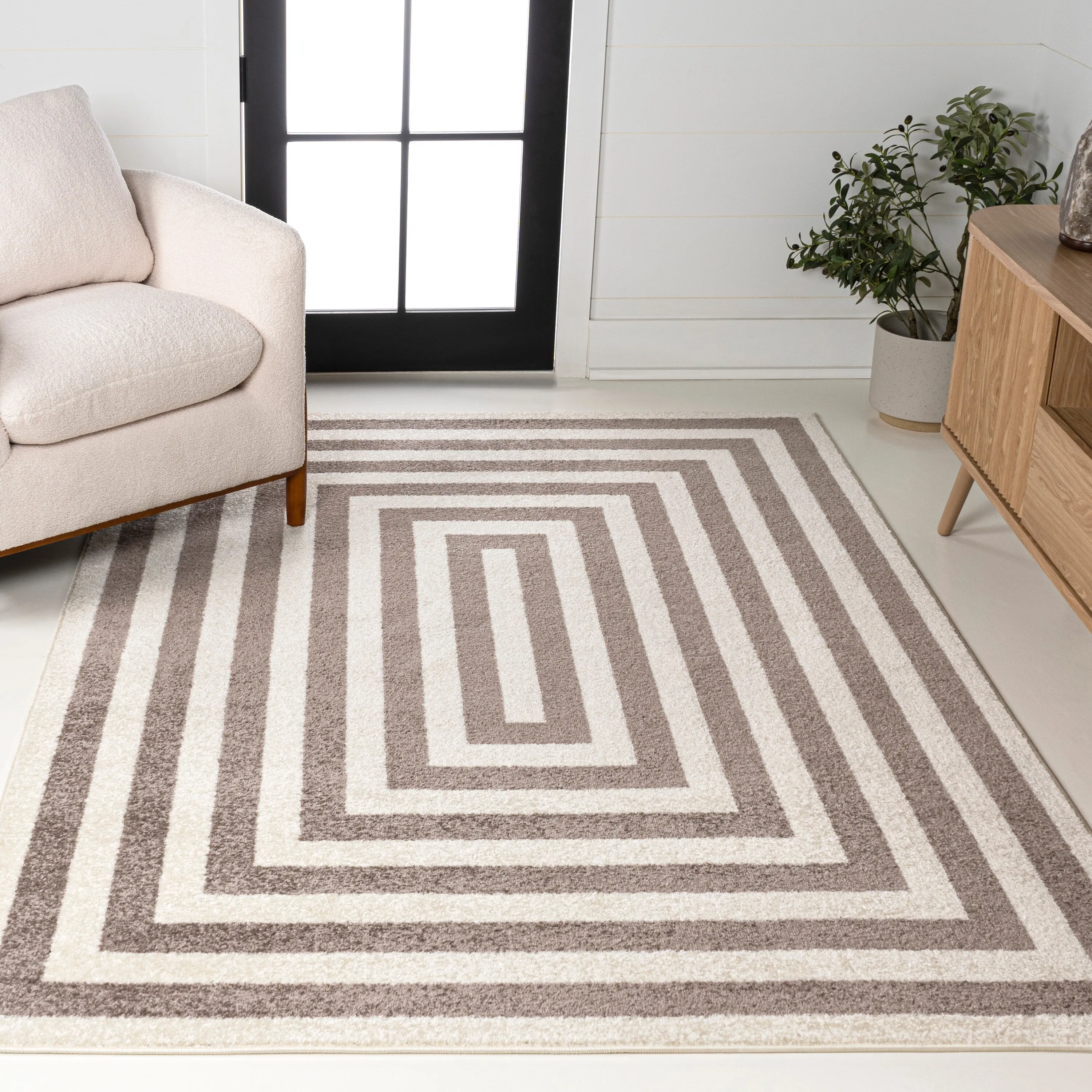 JONATHAN Y Olivier Modern Classic Mitre Stripe Brown/Ivory Rug
