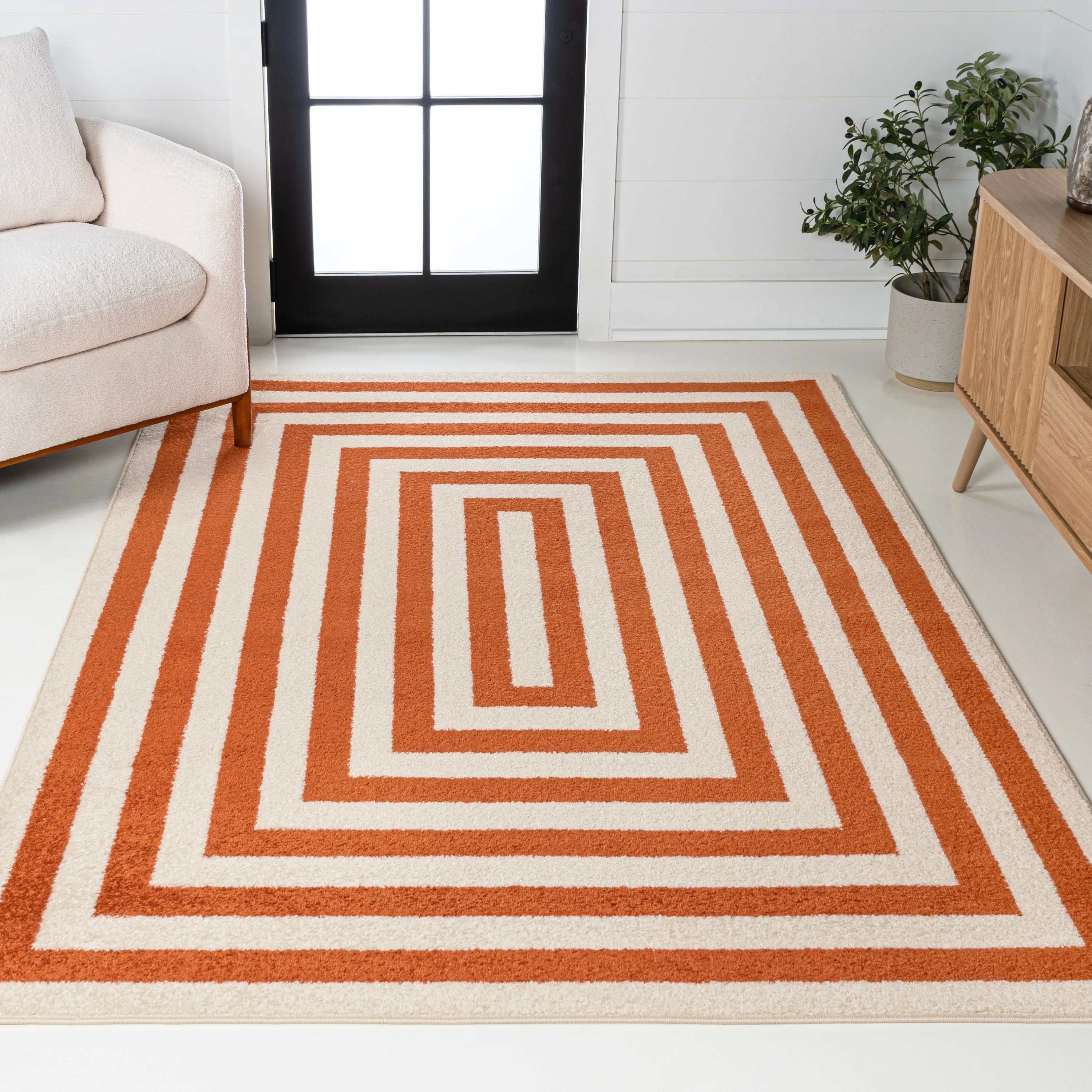 JONATHAN Y Olivier Modern Classic Mitre Stripe Brown/Ivory Rug