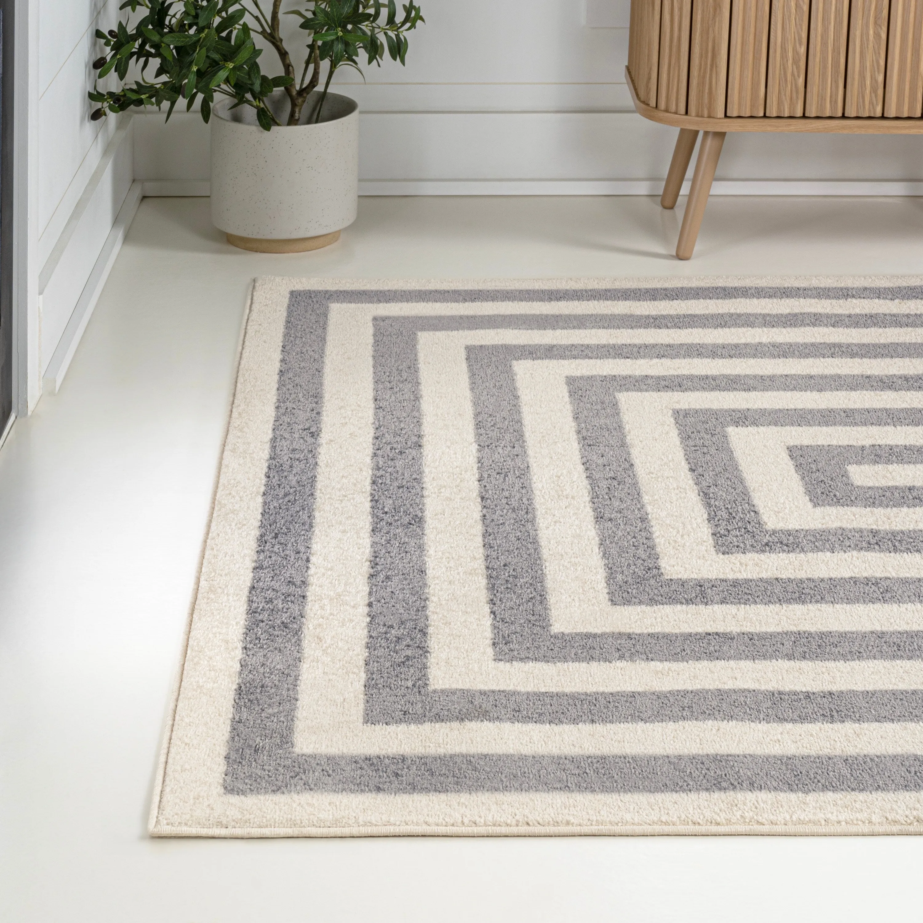JONATHAN Y Olivier Modern Classic Mitre Stripe Brown/Ivory Rug