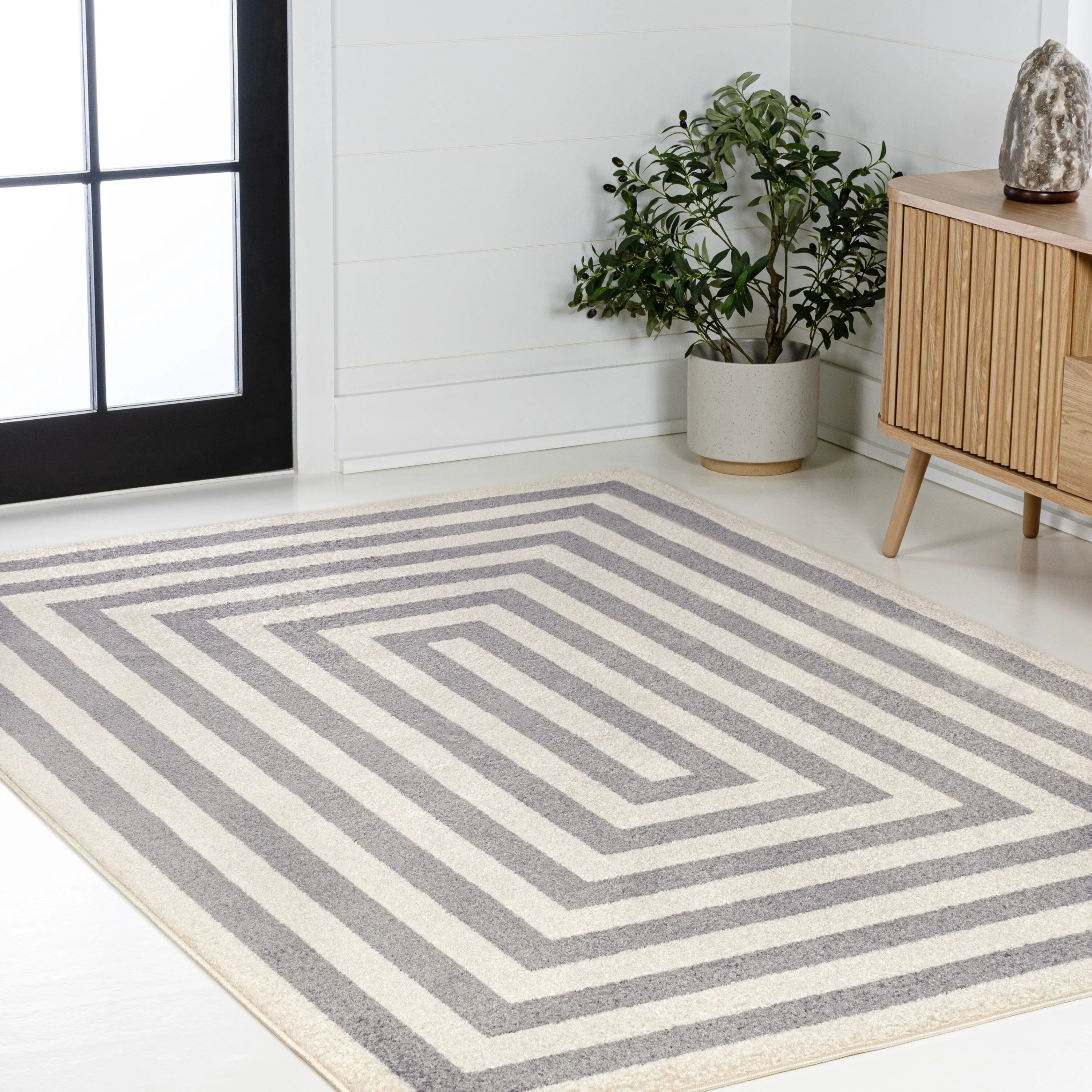 JONATHAN Y Olivier Modern Classic Mitre Stripe Brown/Ivory Rug