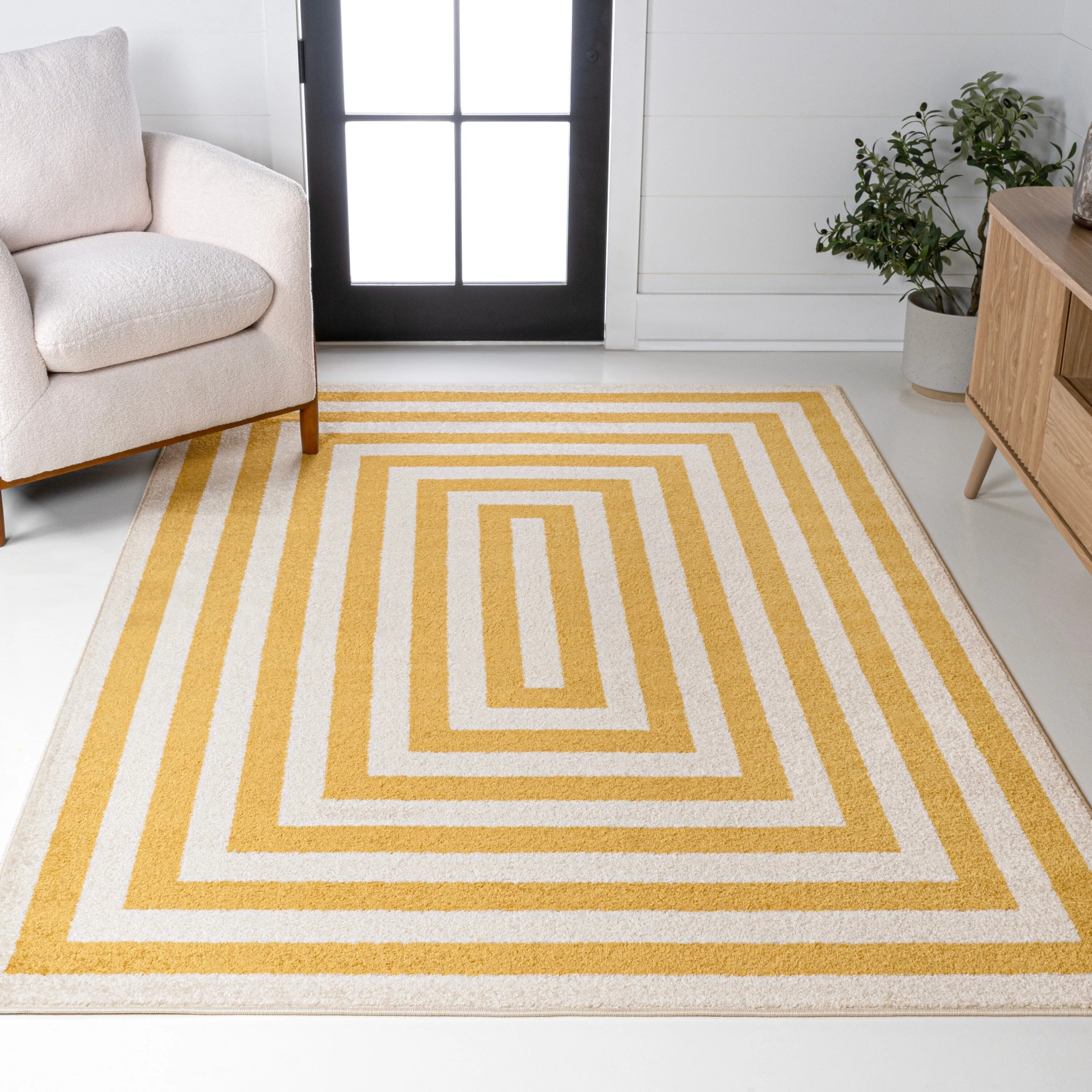 JONATHAN Y Olivier Modern Classic Mitre Stripe Brown/Ivory Rug
