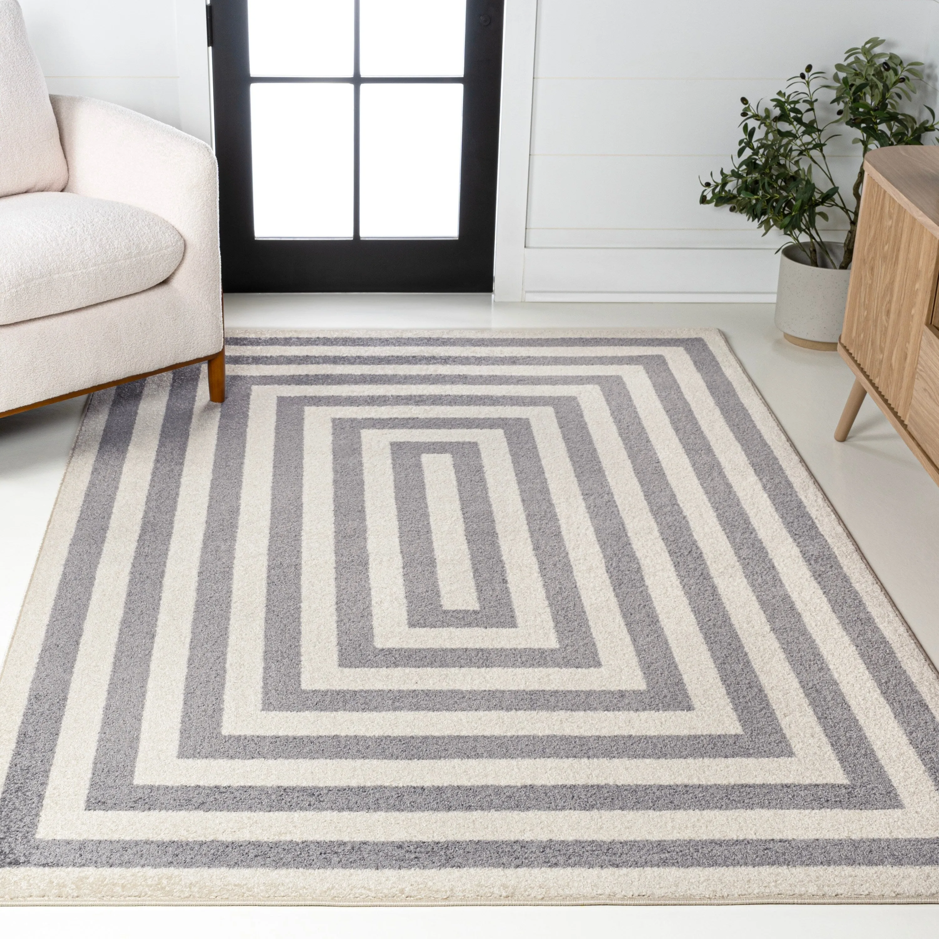 JONATHAN Y Olivier Modern Classic Mitre Stripe Brown/Ivory Rug