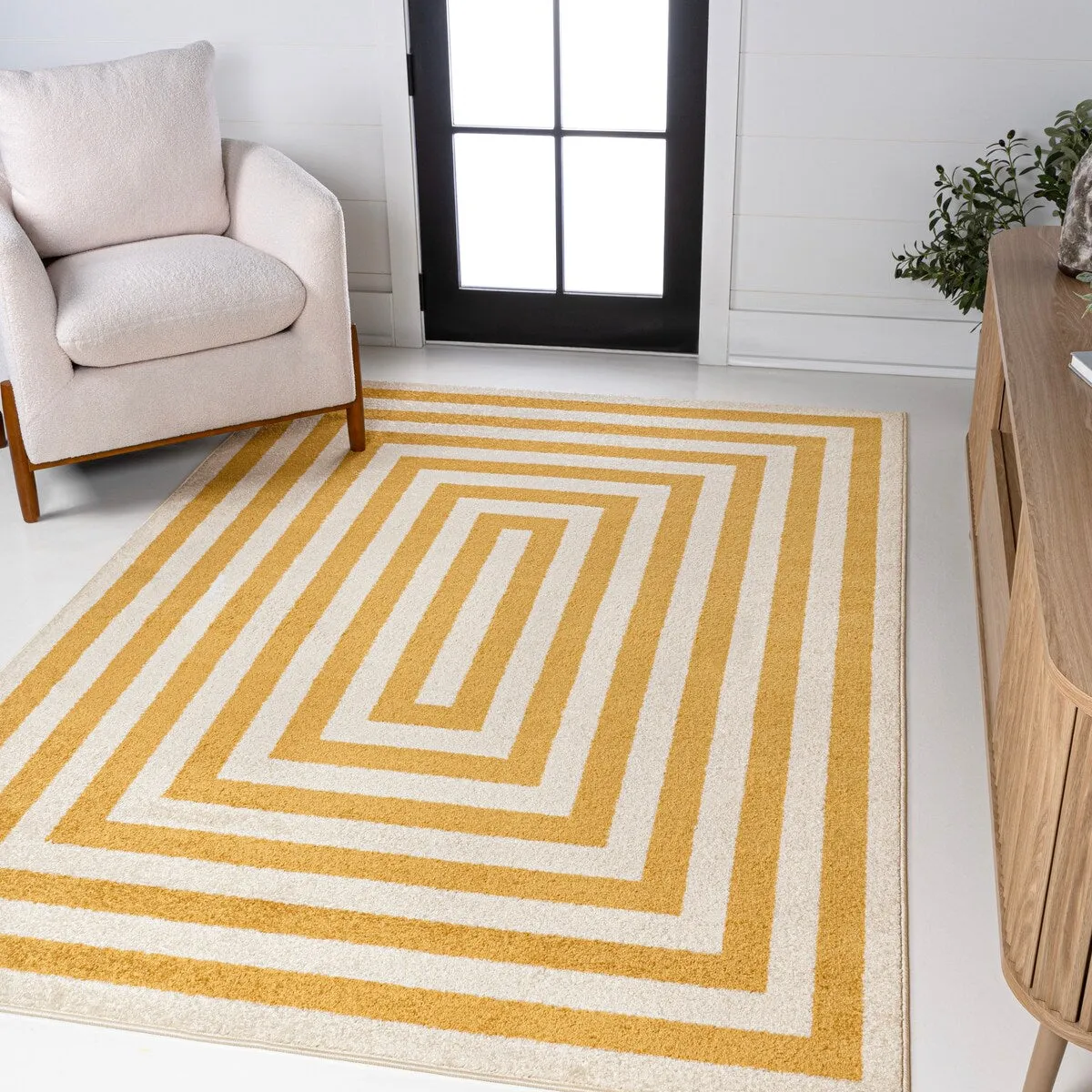 JONATHAN Y Olivier Modern Classic Mitre Stripe Brown/Ivory Rug