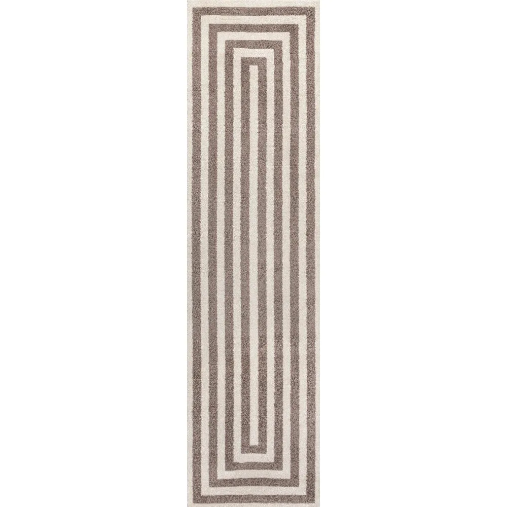 JONATHAN Y Olivier Modern Classic Mitre Stripe Brown/Ivory Rug