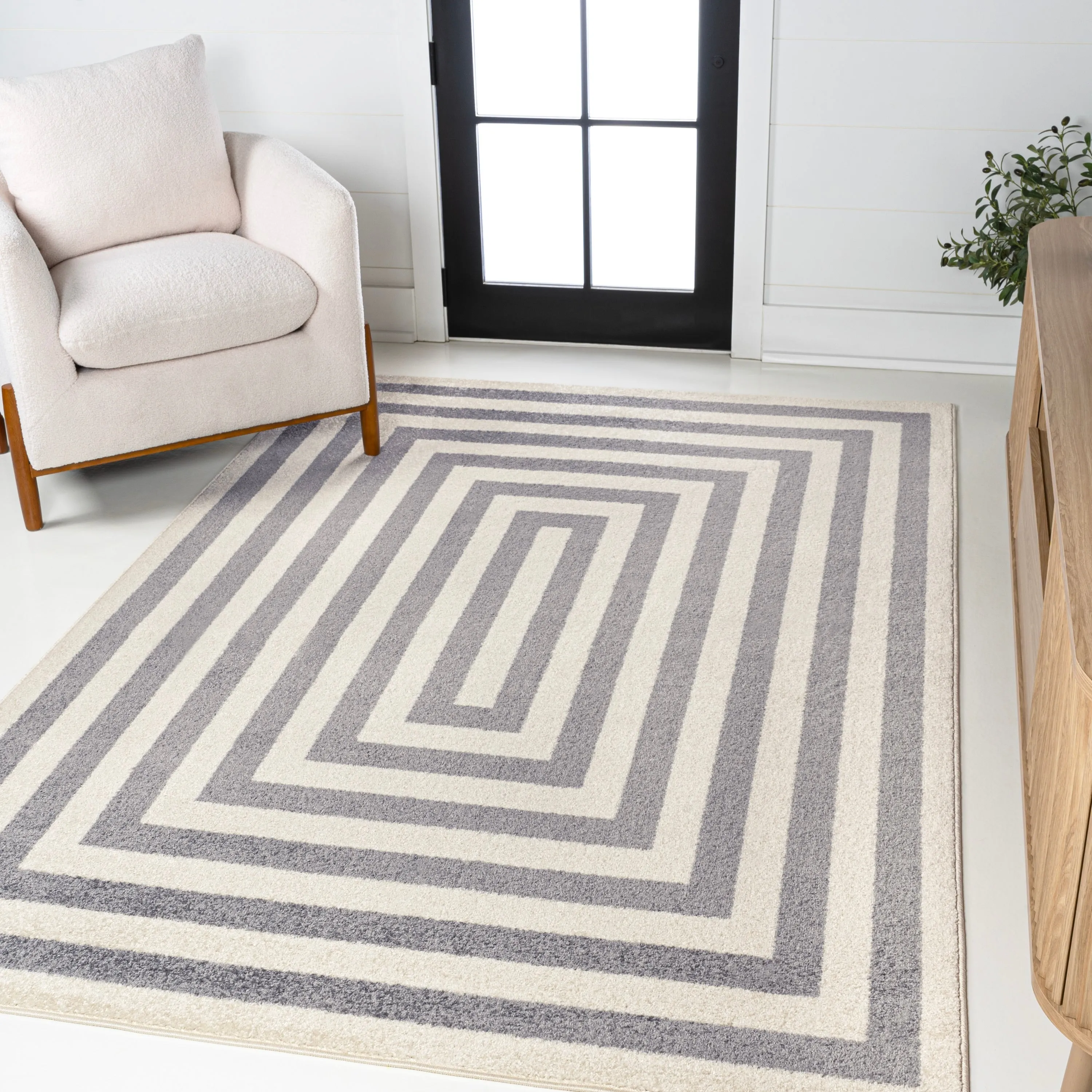 JONATHAN Y Olivier Modern Classic Mitre Stripe Brown/Ivory Rug