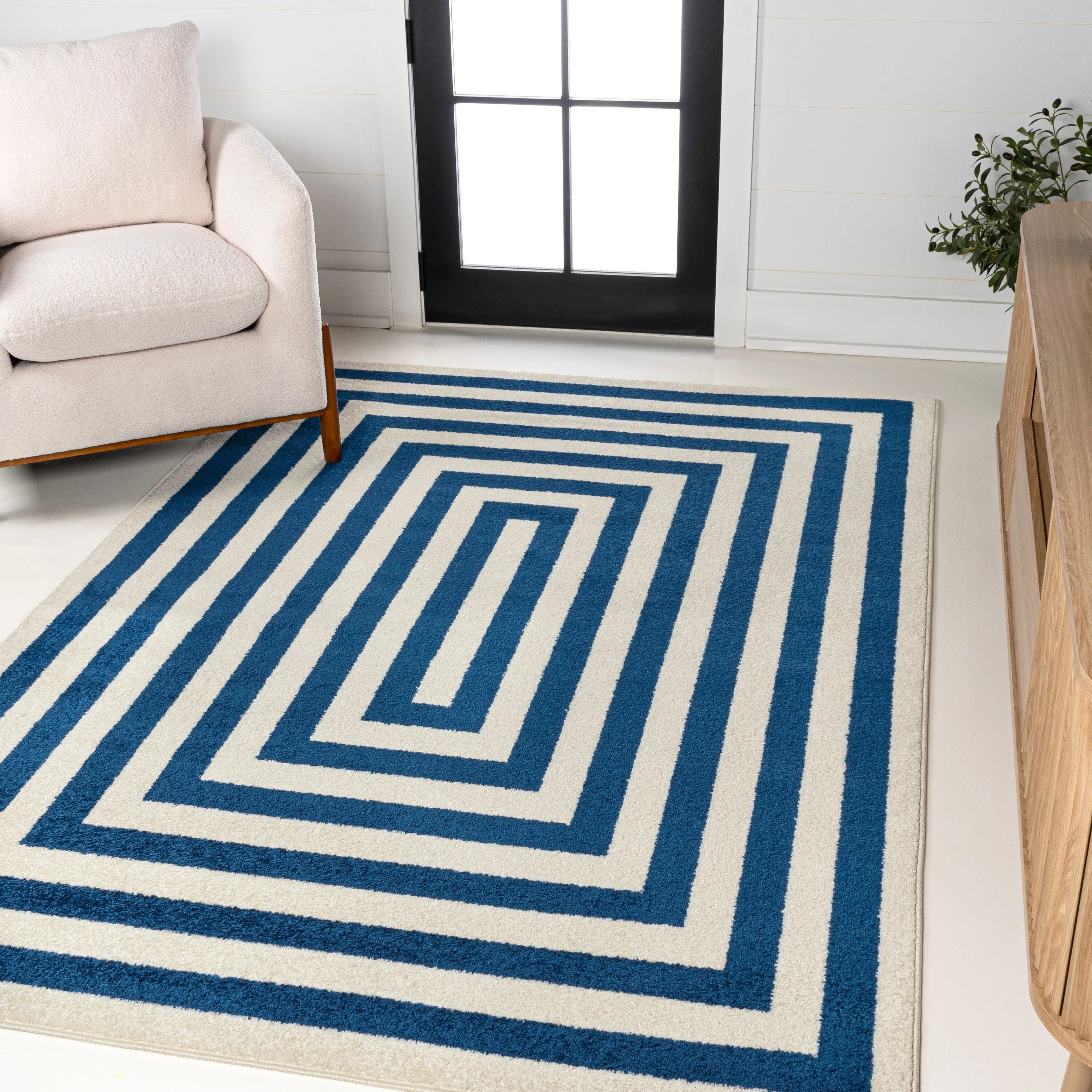 JONATHAN Y Olivier Modern Classic Mitre Stripe Brown/Ivory Rug