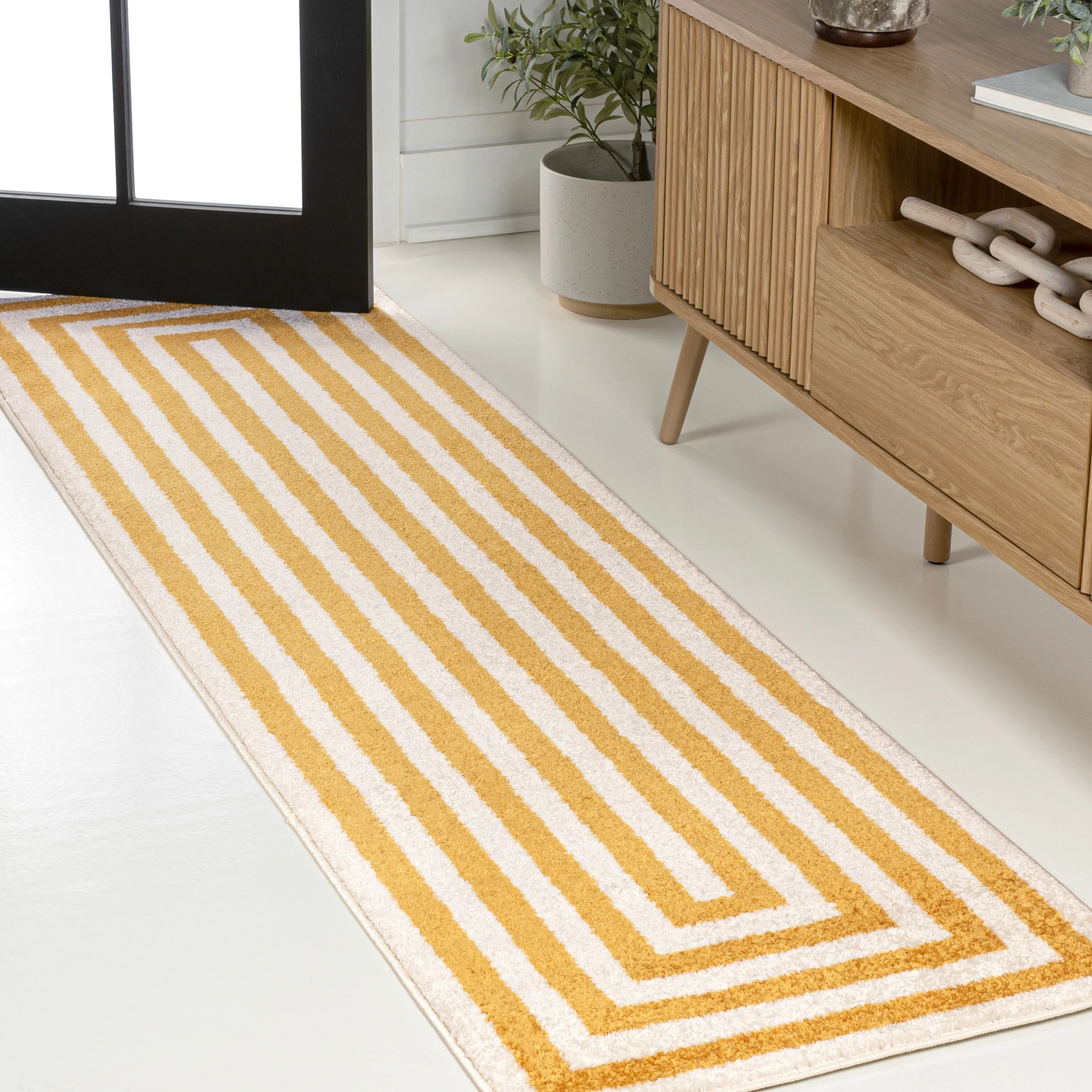 JONATHAN Y Olivier Modern Classic Mitre Stripe Brown/Ivory Rug