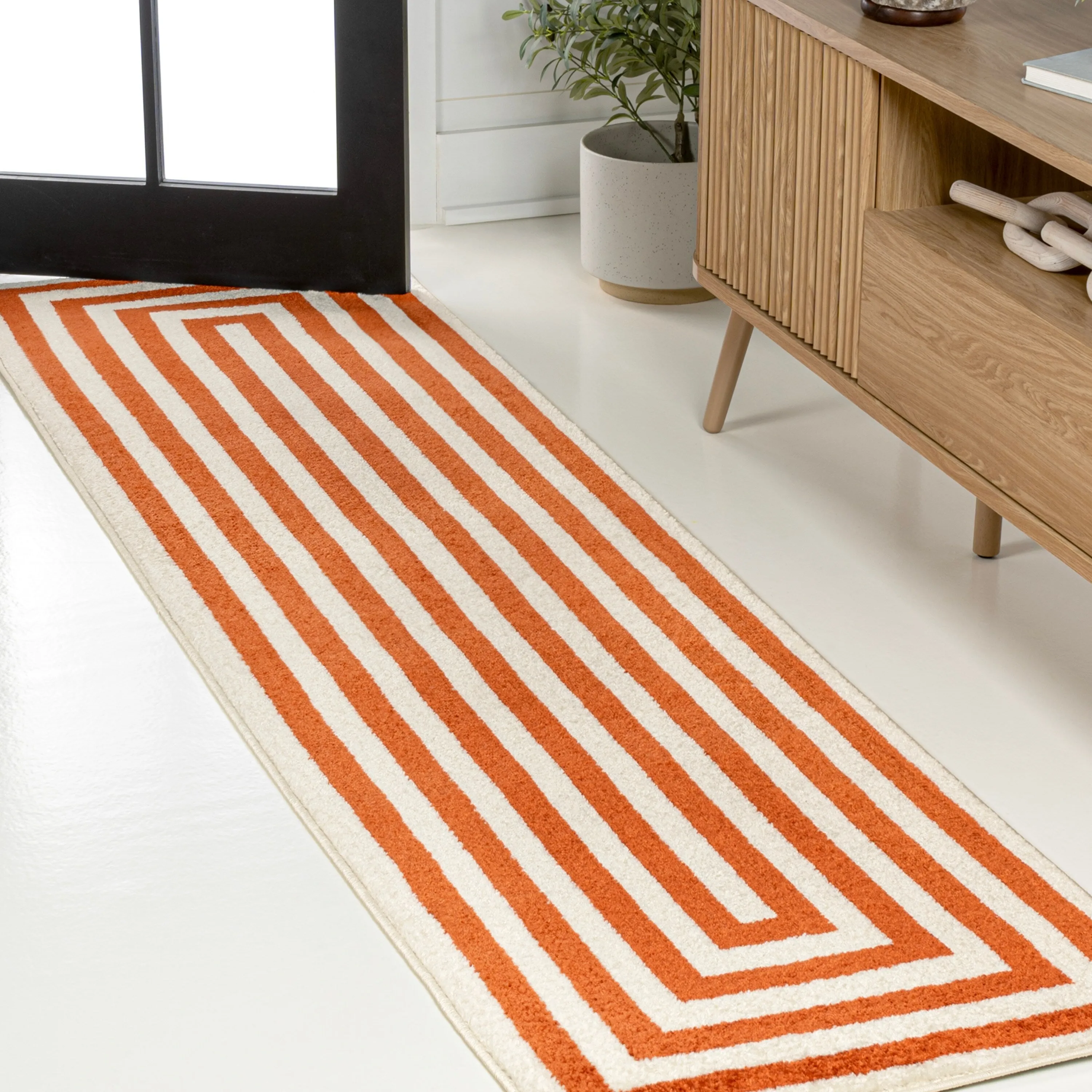 JONATHAN Y Olivier Modern Classic Mitre Stripe Brown/Ivory Rug