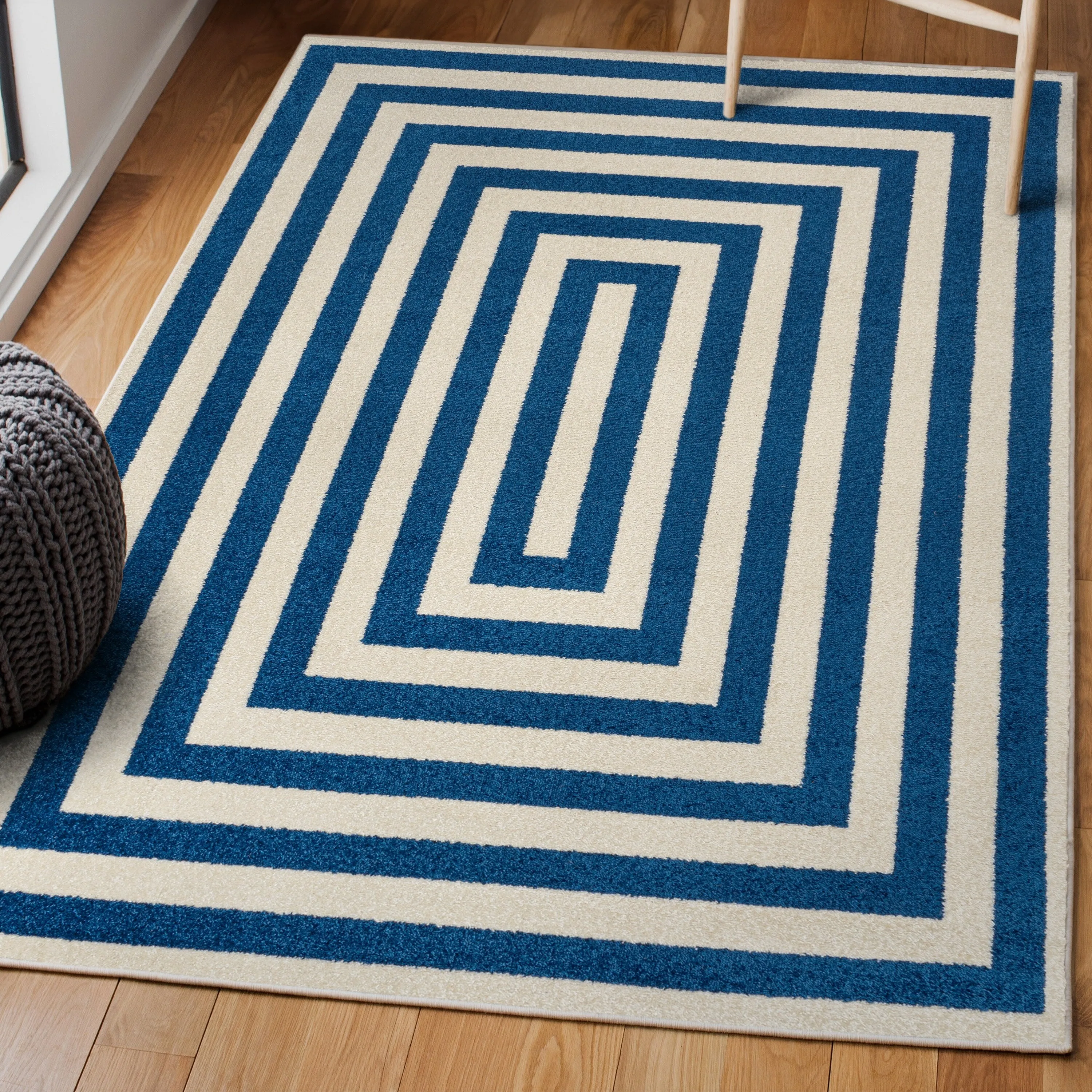 JONATHAN Y Olivier Modern Classic Mitre Stripe Brown/Ivory Rug