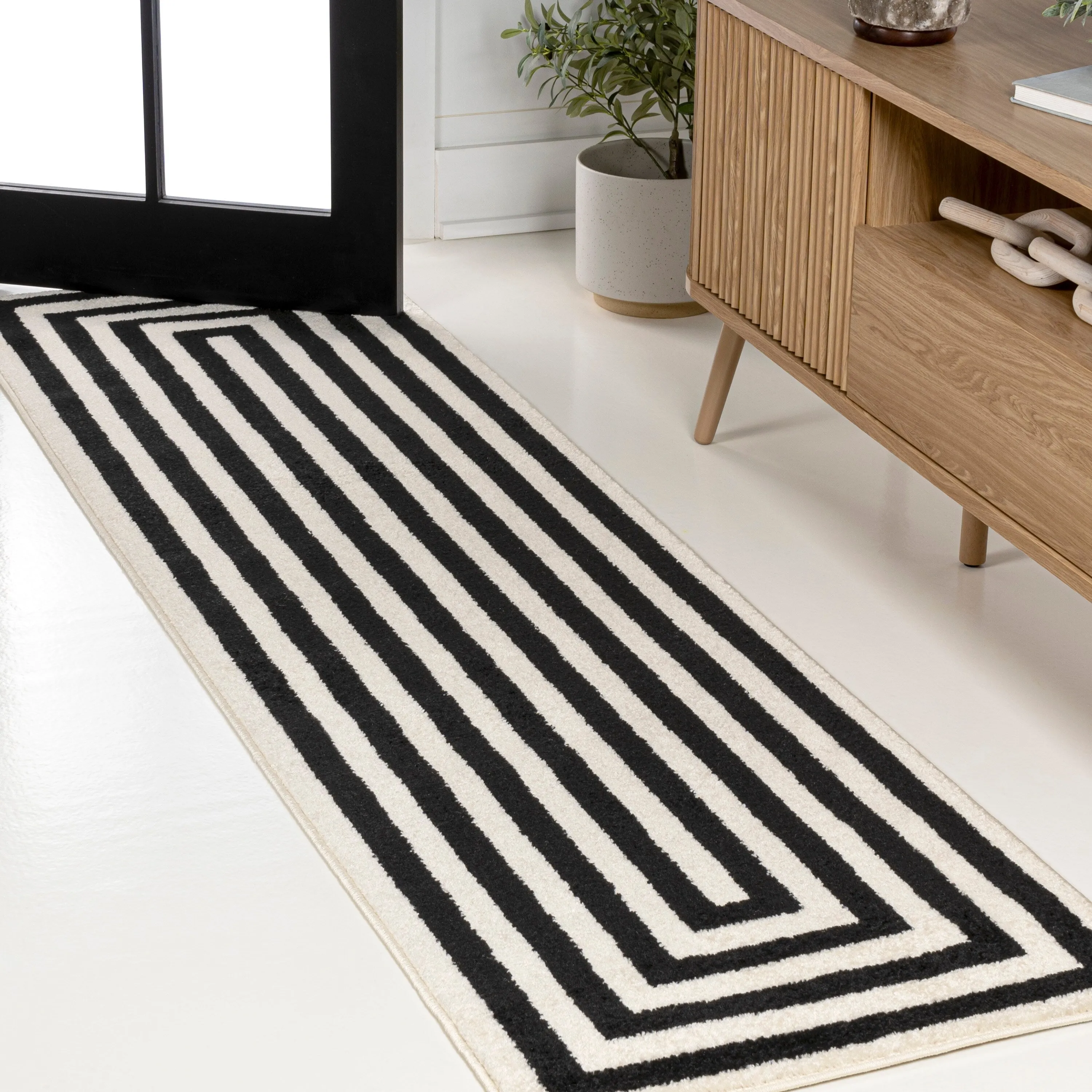 JONATHAN Y Olivier Modern Classic Mitre Stripe Brown/Ivory Rug