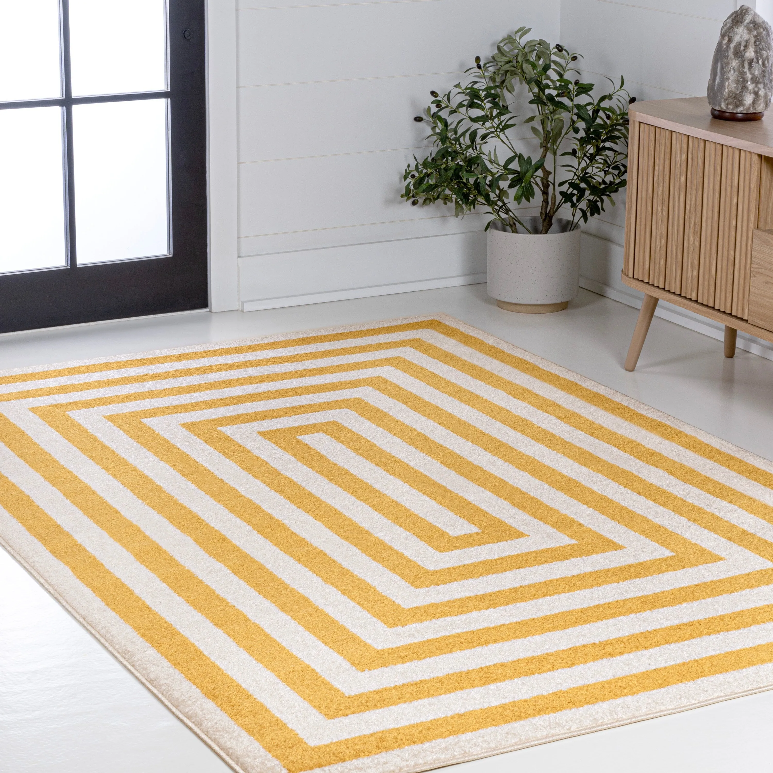 JONATHAN Y Olivier Modern Classic Mitre Stripe Brown/Ivory Rug