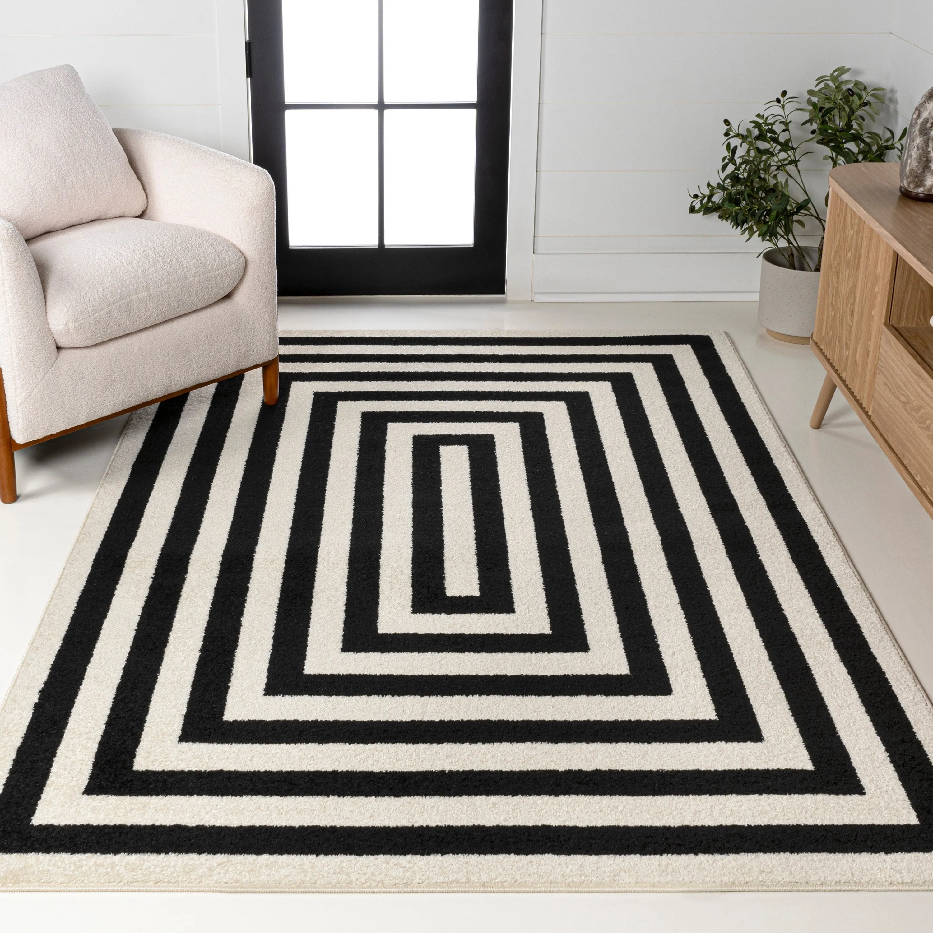 JONATHAN Y Olivier Modern Classic Mitre Stripe Brown/Ivory Rug