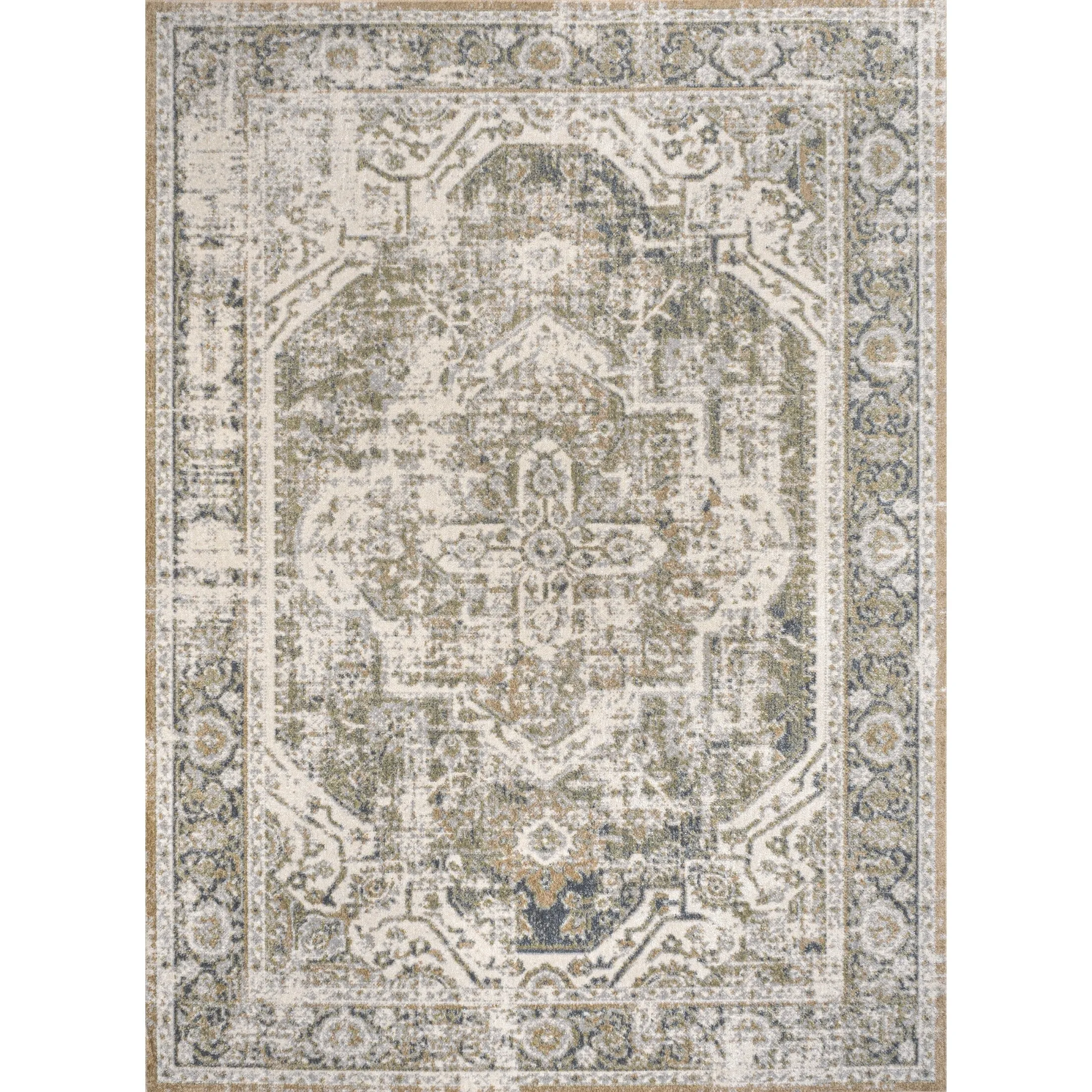 JONATHAN Y Pavel Bold Distressed Medallion Low-Pile Machine-Washable Area Rug