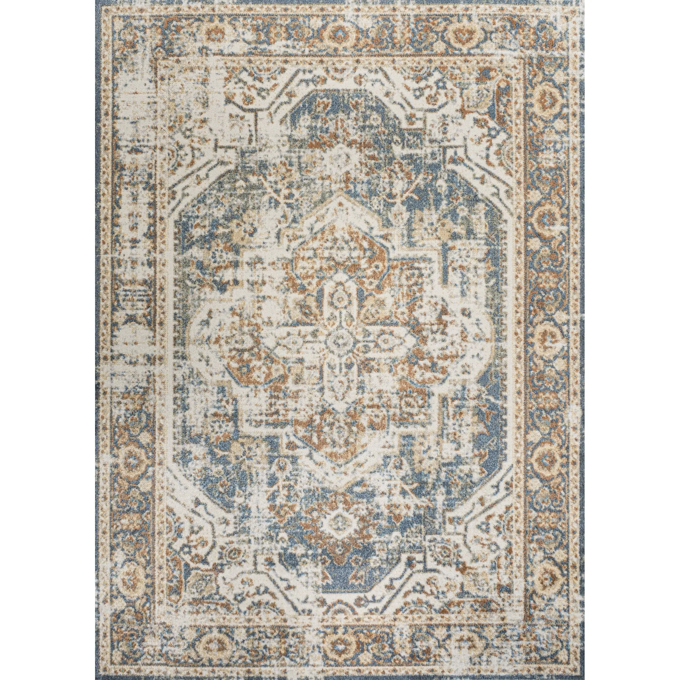 JONATHAN Y Pavel Bold Distressed Medallion Low-Pile Machine-Washable Area Rug
