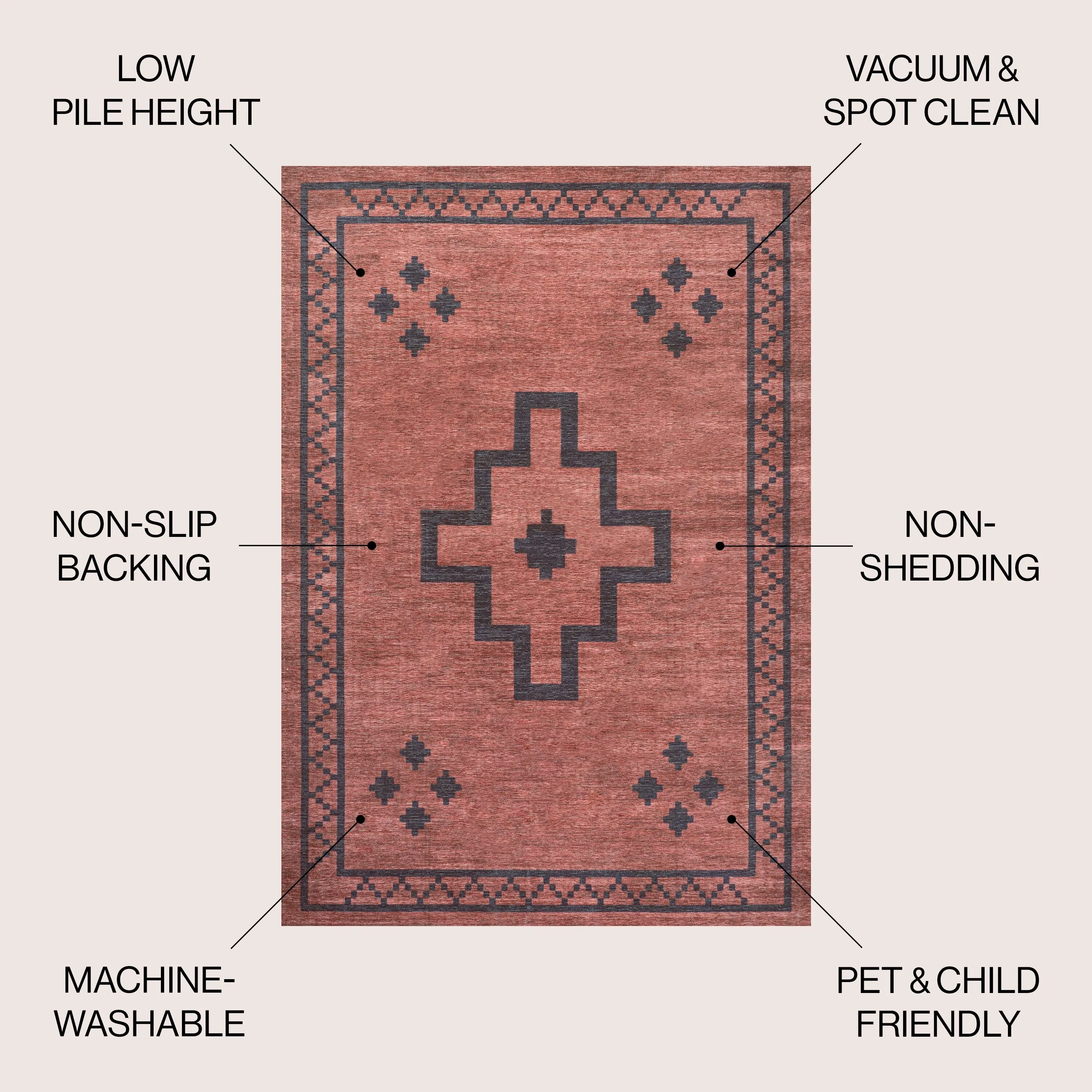 JONATHAN Y Rand Medallion Textured Weave Machine Washable Area Rug