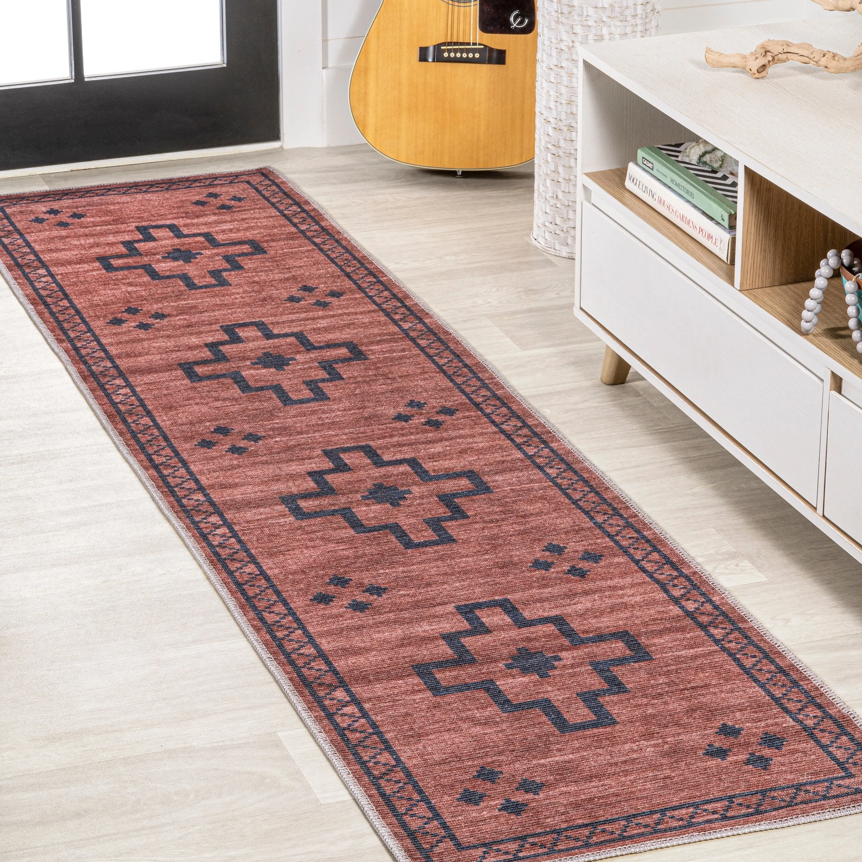 JONATHAN Y Rand Medallion Textured Weave Machine Washable Area Rug