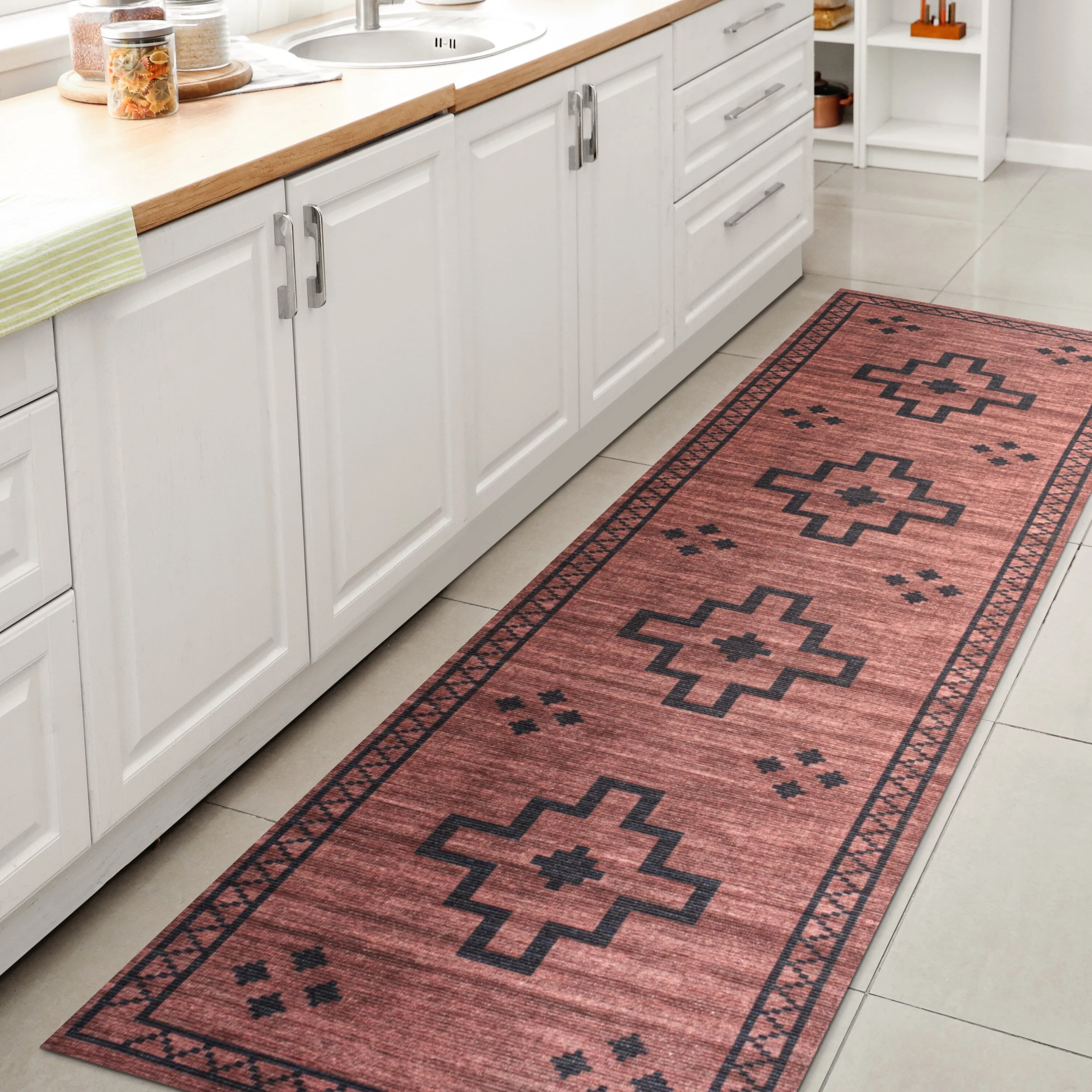 JONATHAN Y Rand Medallion Textured Weave Machine Washable Area Rug