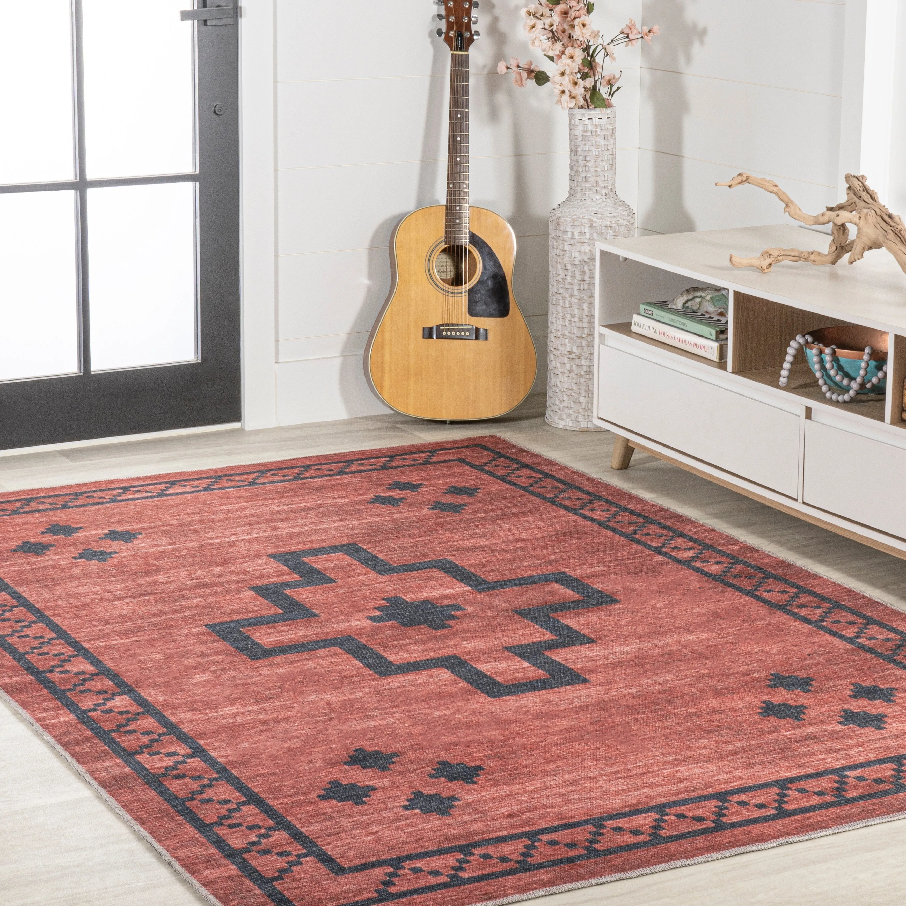 JONATHAN Y Rand Medallion Textured Weave Machine Washable Area Rug