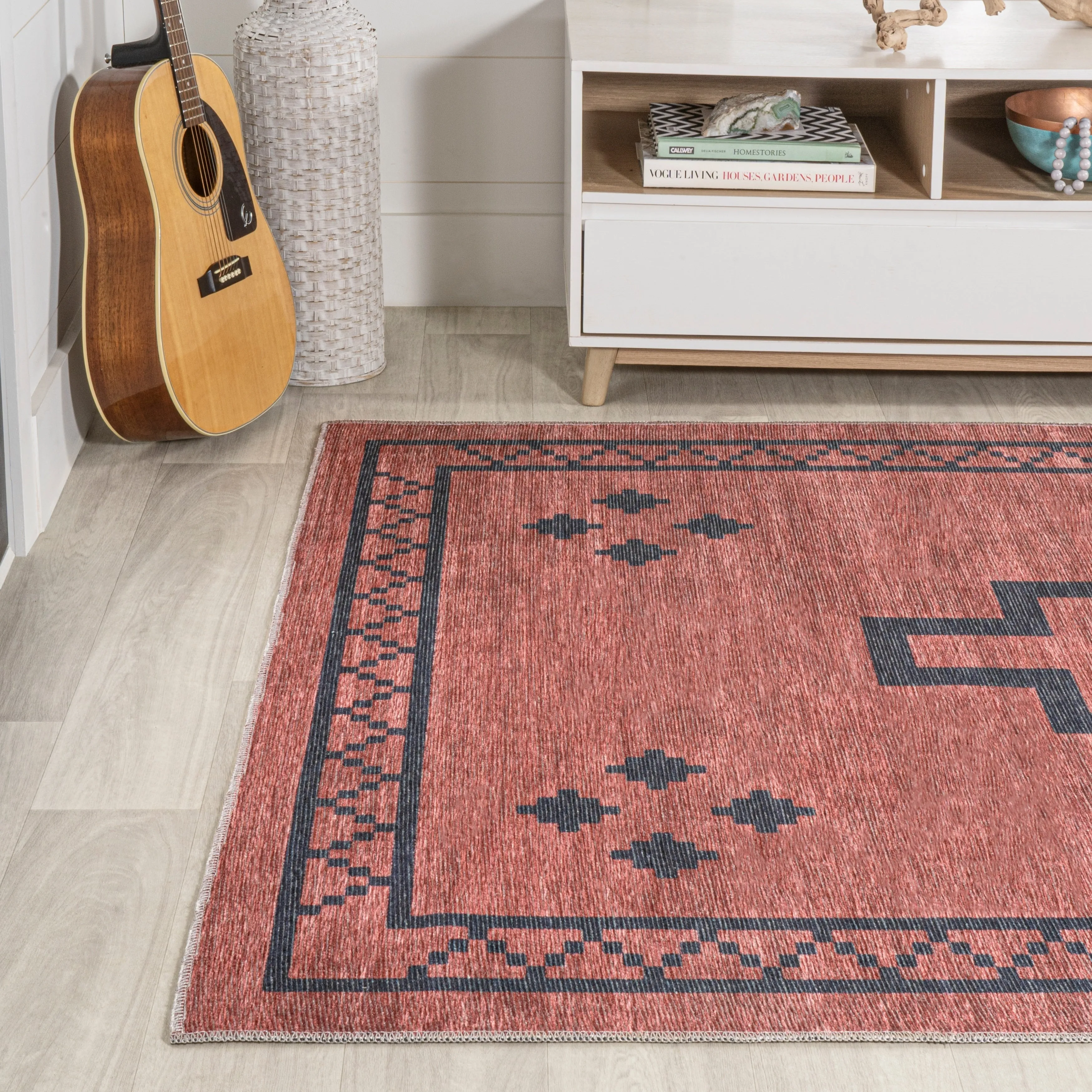 JONATHAN Y Rand Medallion Textured Weave Machine Washable Area Rug
