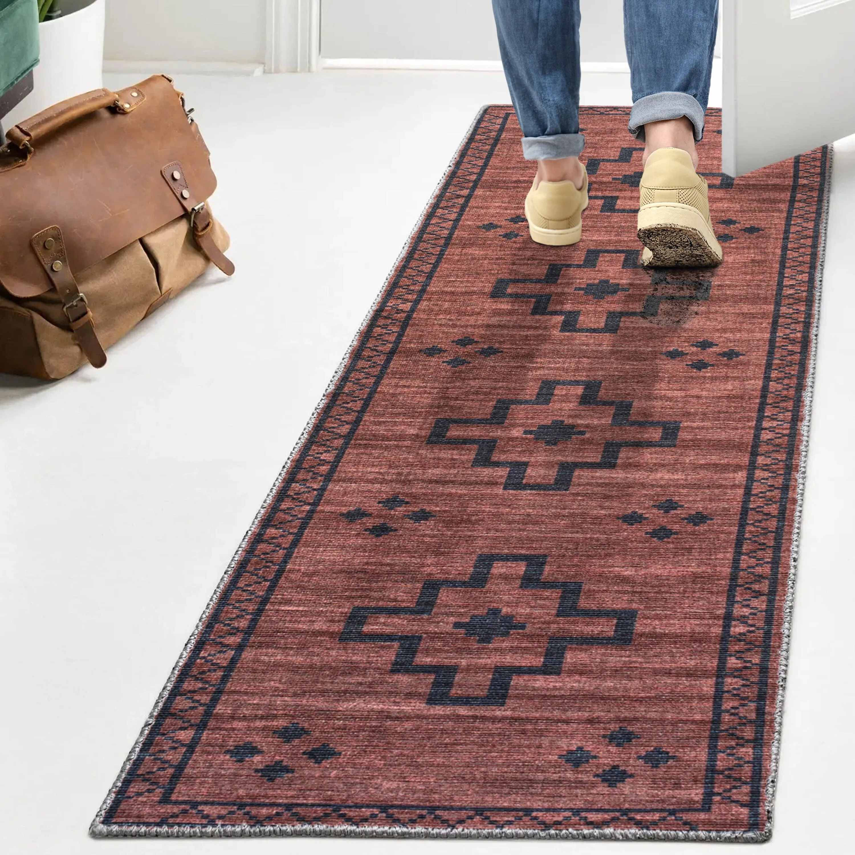 JONATHAN Y Rand Medallion Textured Weave Machine Washable Area Rug