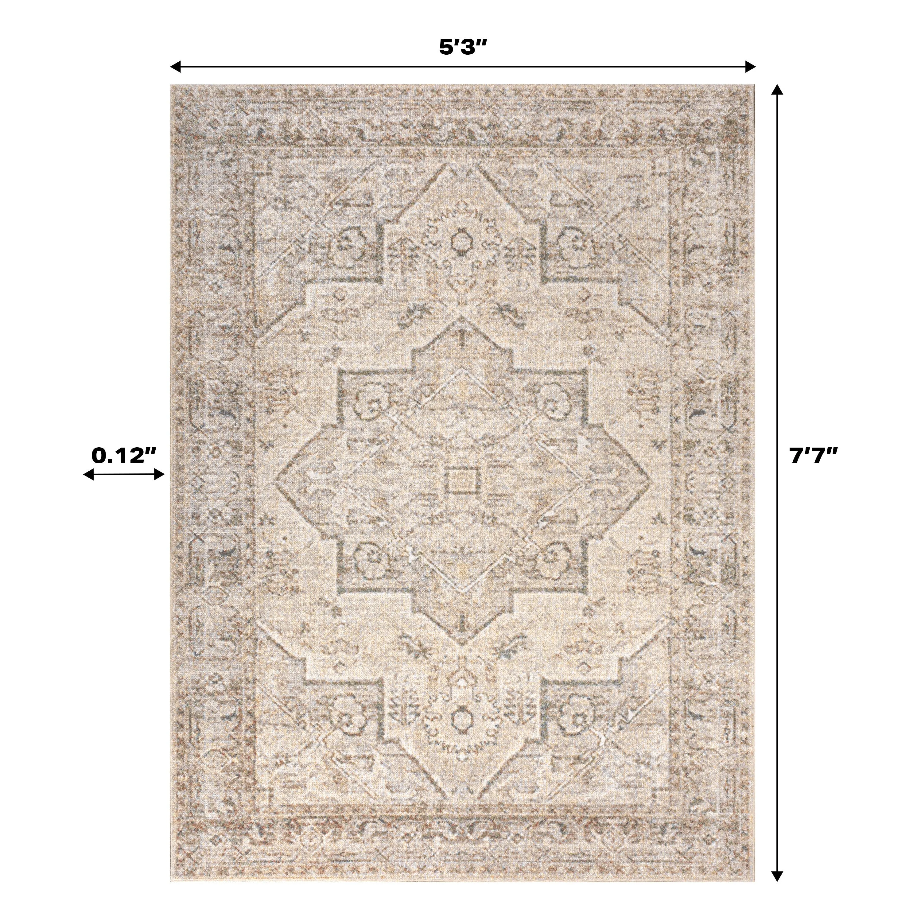 JONATHAN Y Retro Vintage Native American Medallion Machine-Washable Cream/Brown Area Rug