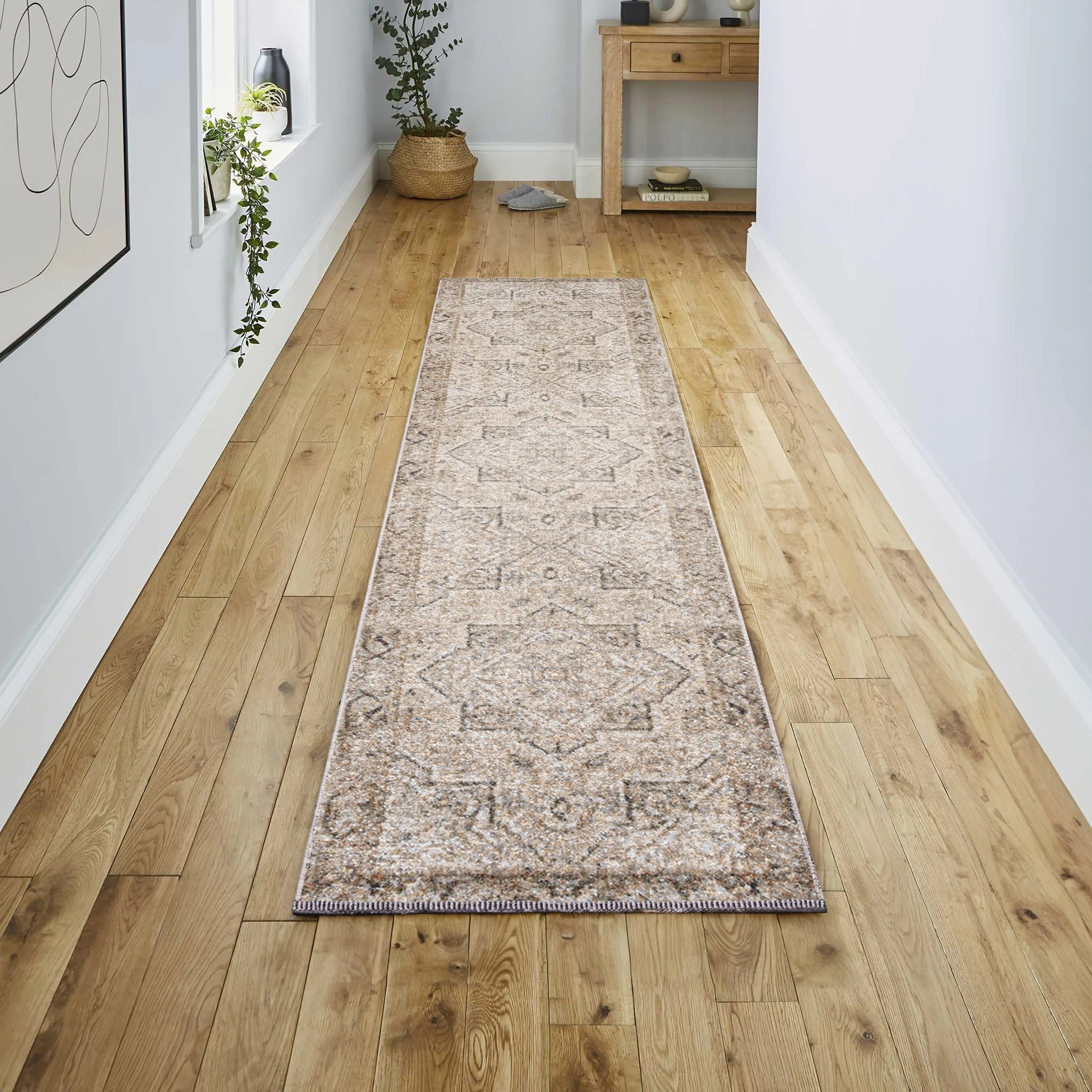JONATHAN Y Retro Vintage Native American Medallion Machine-Washable Cream/Brown Area Rug