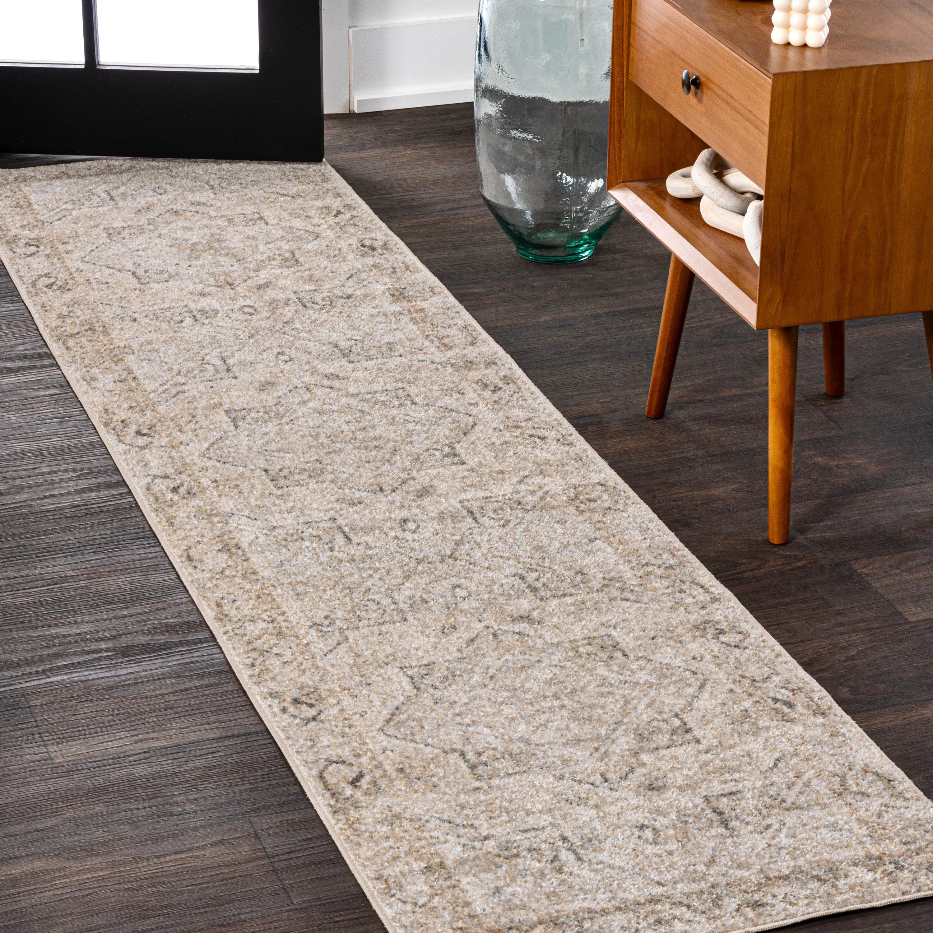 JONATHAN Y Retro Vintage Native American Medallion Machine-Washable Cream/Brown Area Rug