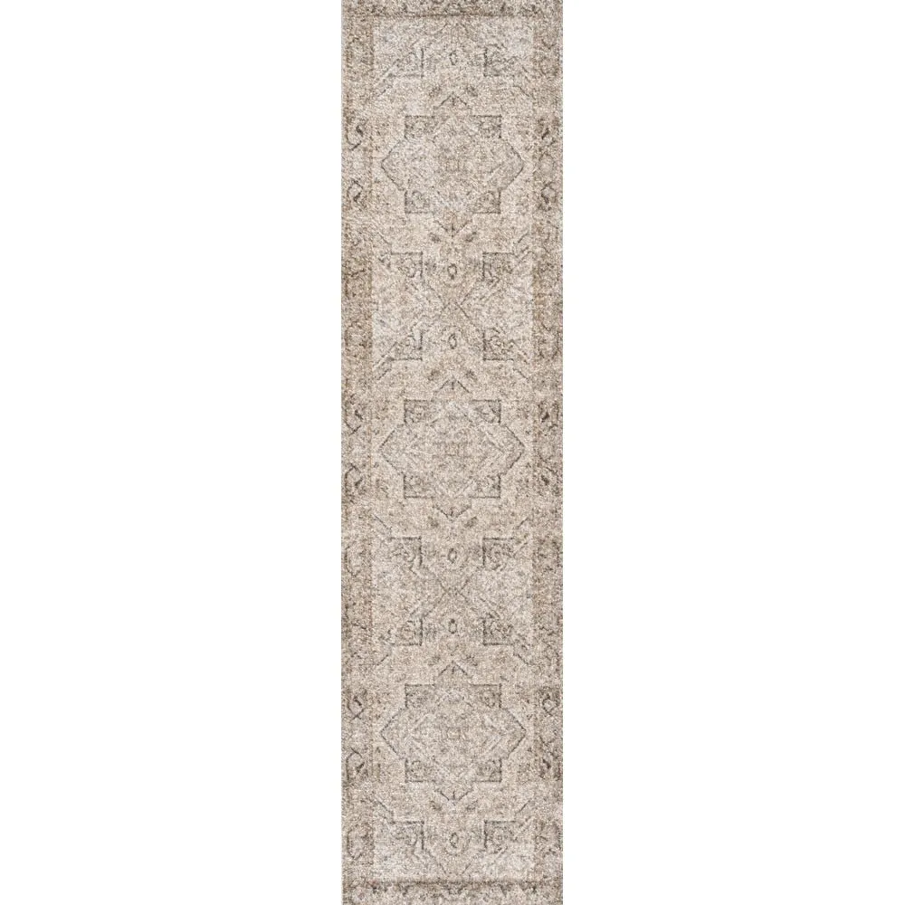 JONATHAN Y Retro Vintage Native American Medallion Machine-Washable Cream/Brown Area Rug