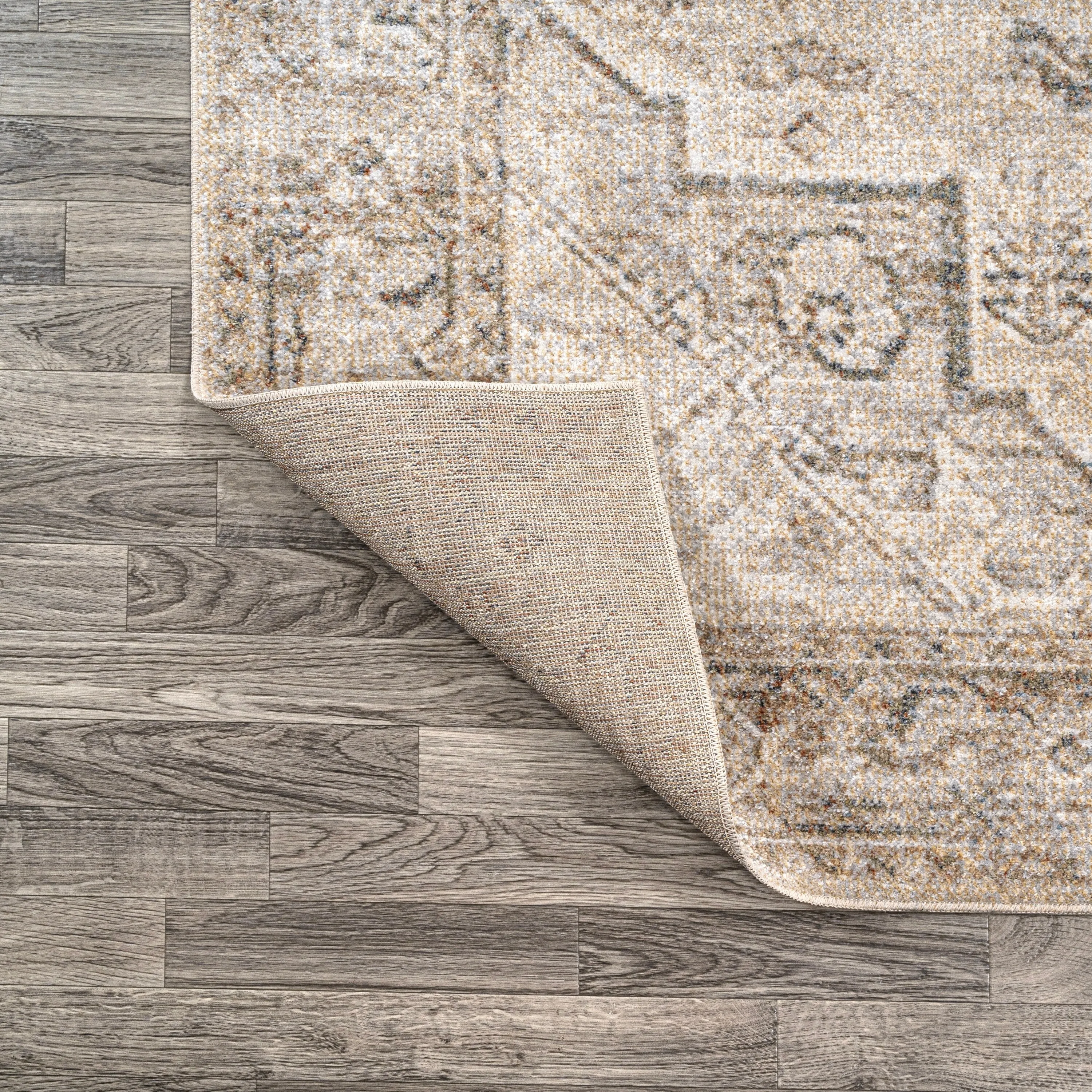 JONATHAN Y Retro Vintage Native American Medallion Machine-Washable Cream/Brown Area Rug