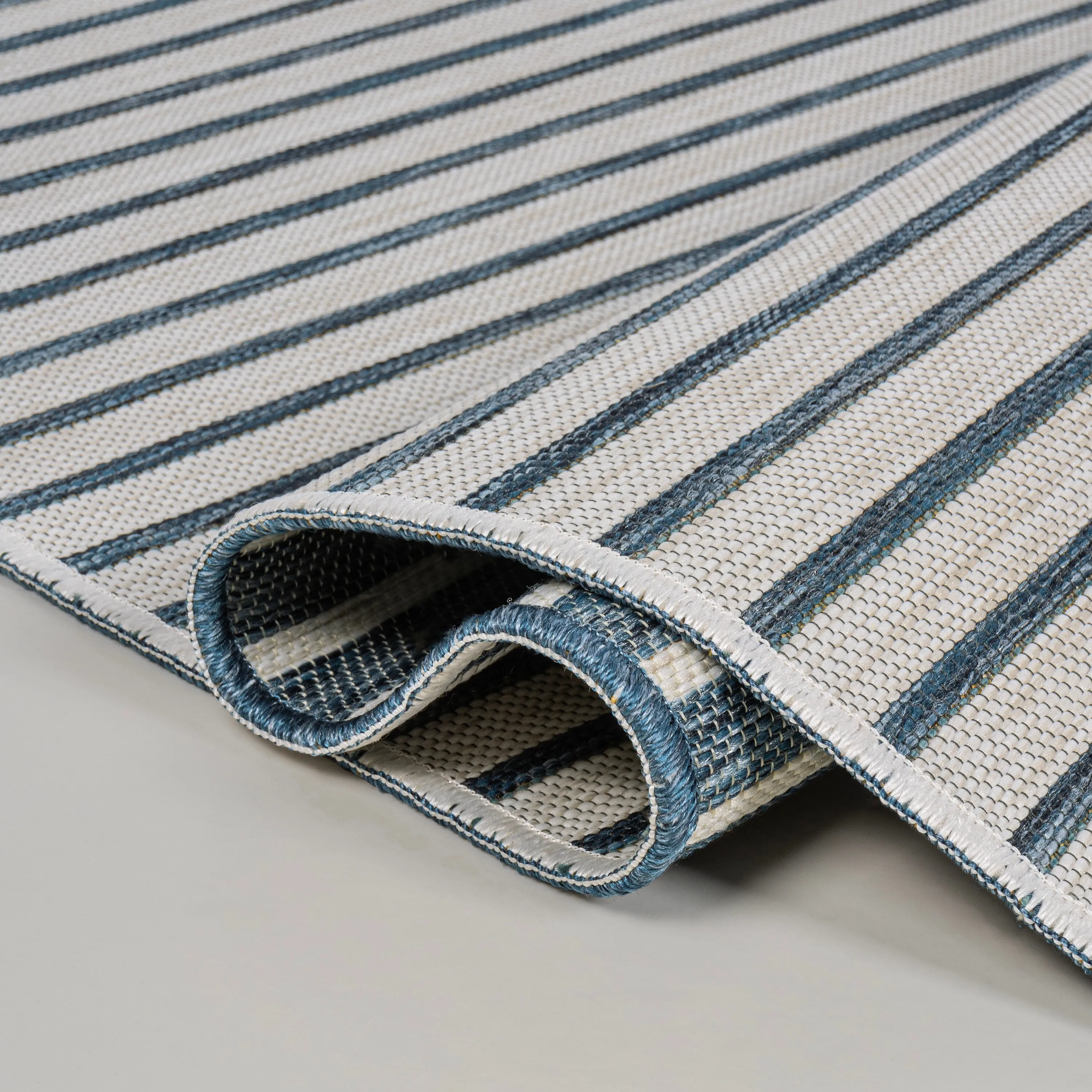 JONATHAN Y Reversible Pollux Classic Coastal Pinstripe Machine-Washable Navy/Cream Indoor/Outdoor Area Rug