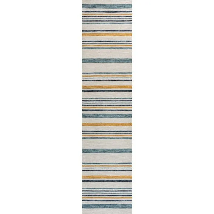 JONATHAN Y Reversible Zephyr Classic Coastal Ticking Stripe Machine-Washable Cream/Navy Indoor/Outdoor Rug