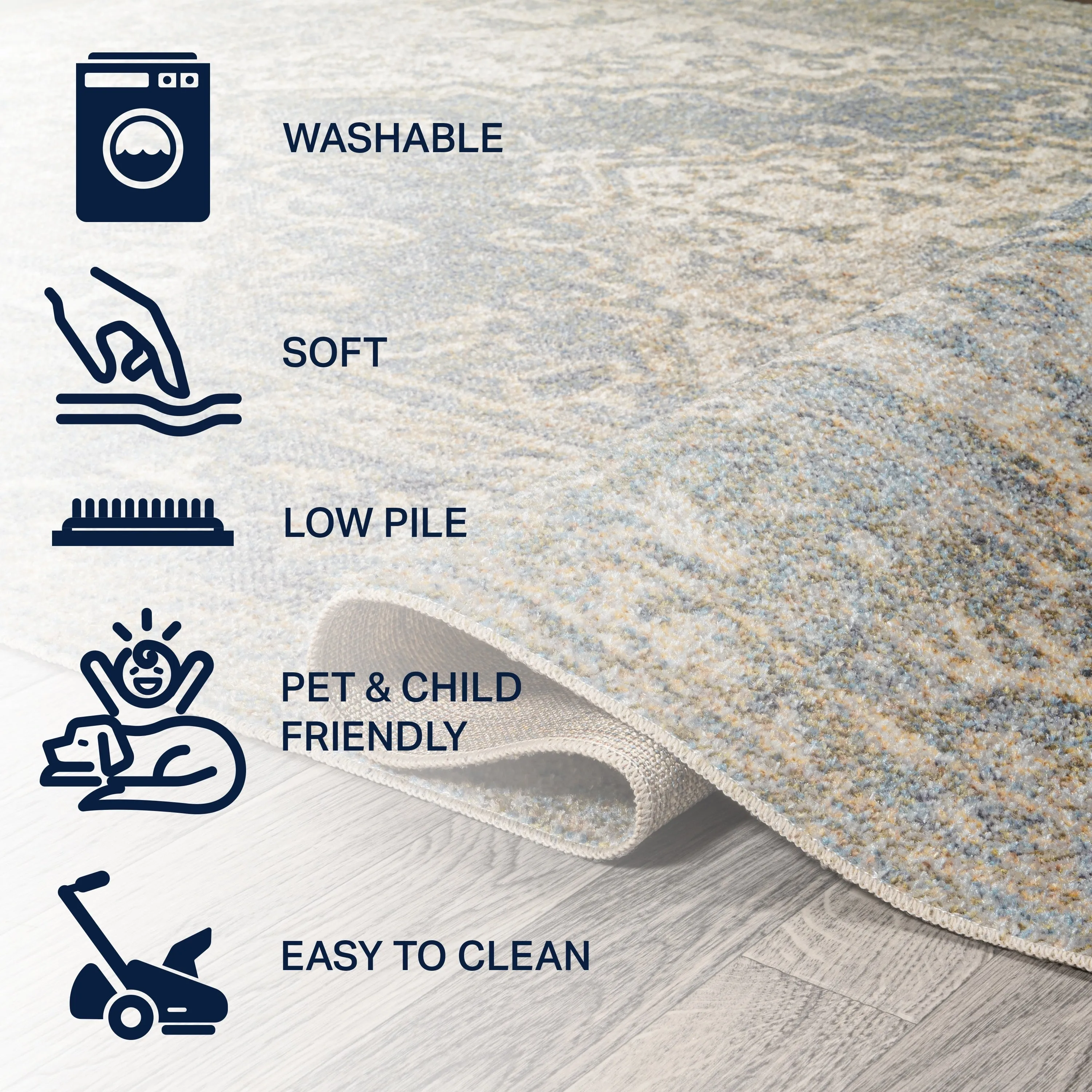 JONATHAN Y Shaii Distressed Medallion Low-Pile Machine-Washable Area Rug