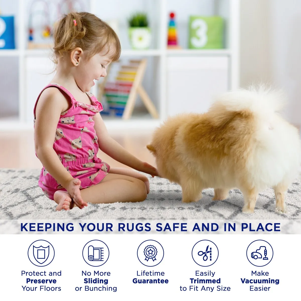 JONATHAN Y Ultra Stop Rug Pad Cream Pad - White