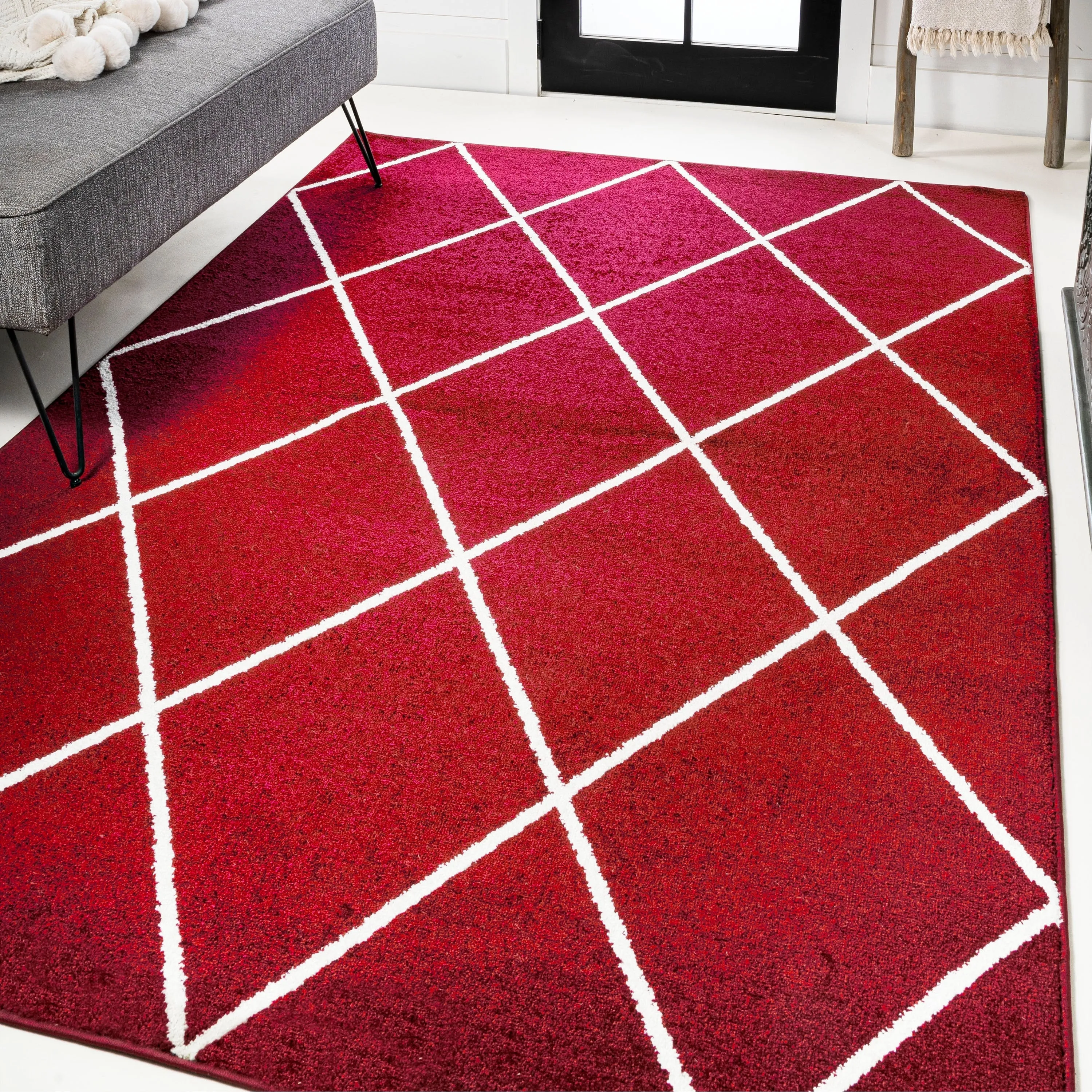 JONATHAN Y Viscon Minimalist Diamond Trellis Area Rug