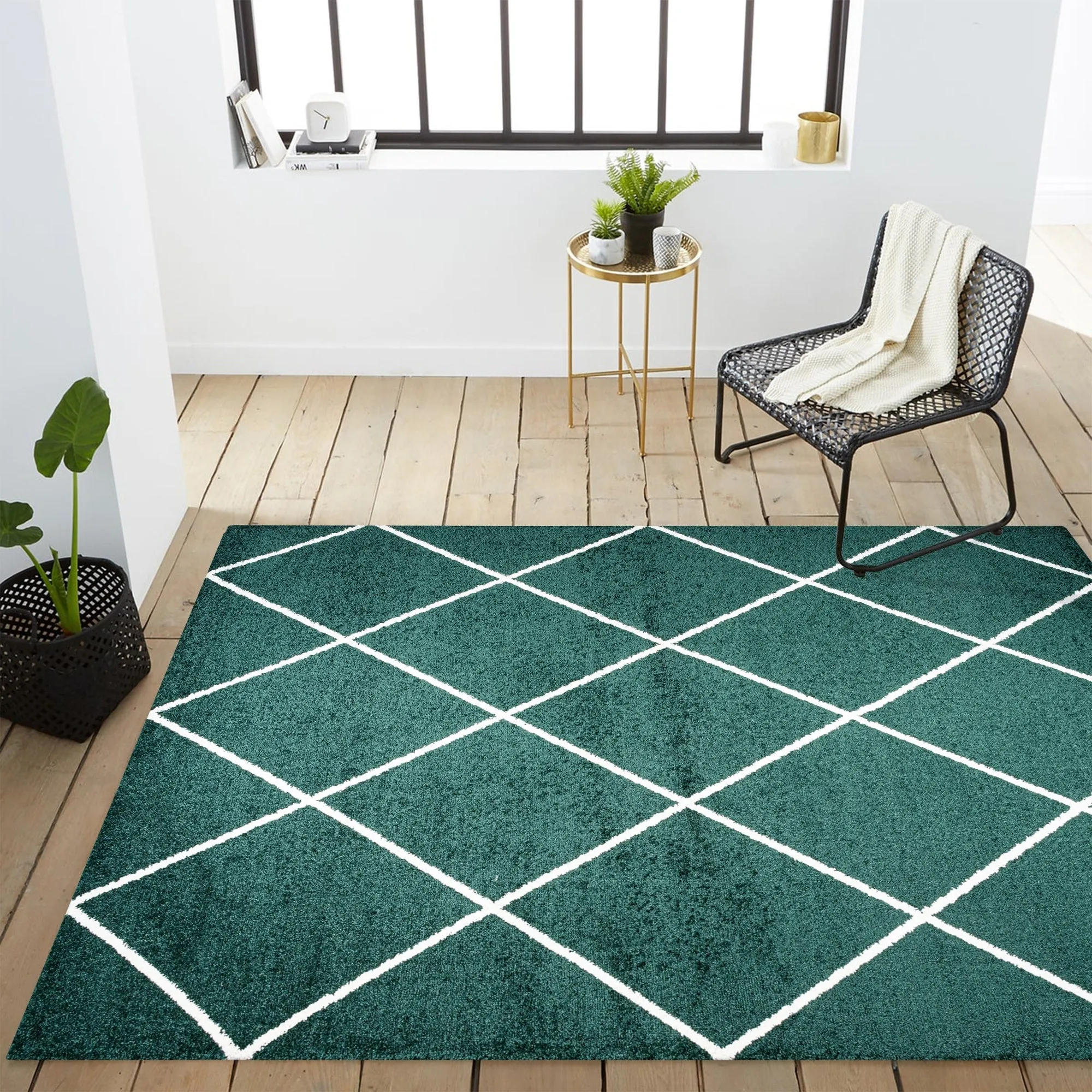 JONATHAN Y Viscon Minimalist Diamond Trellis Area Rug