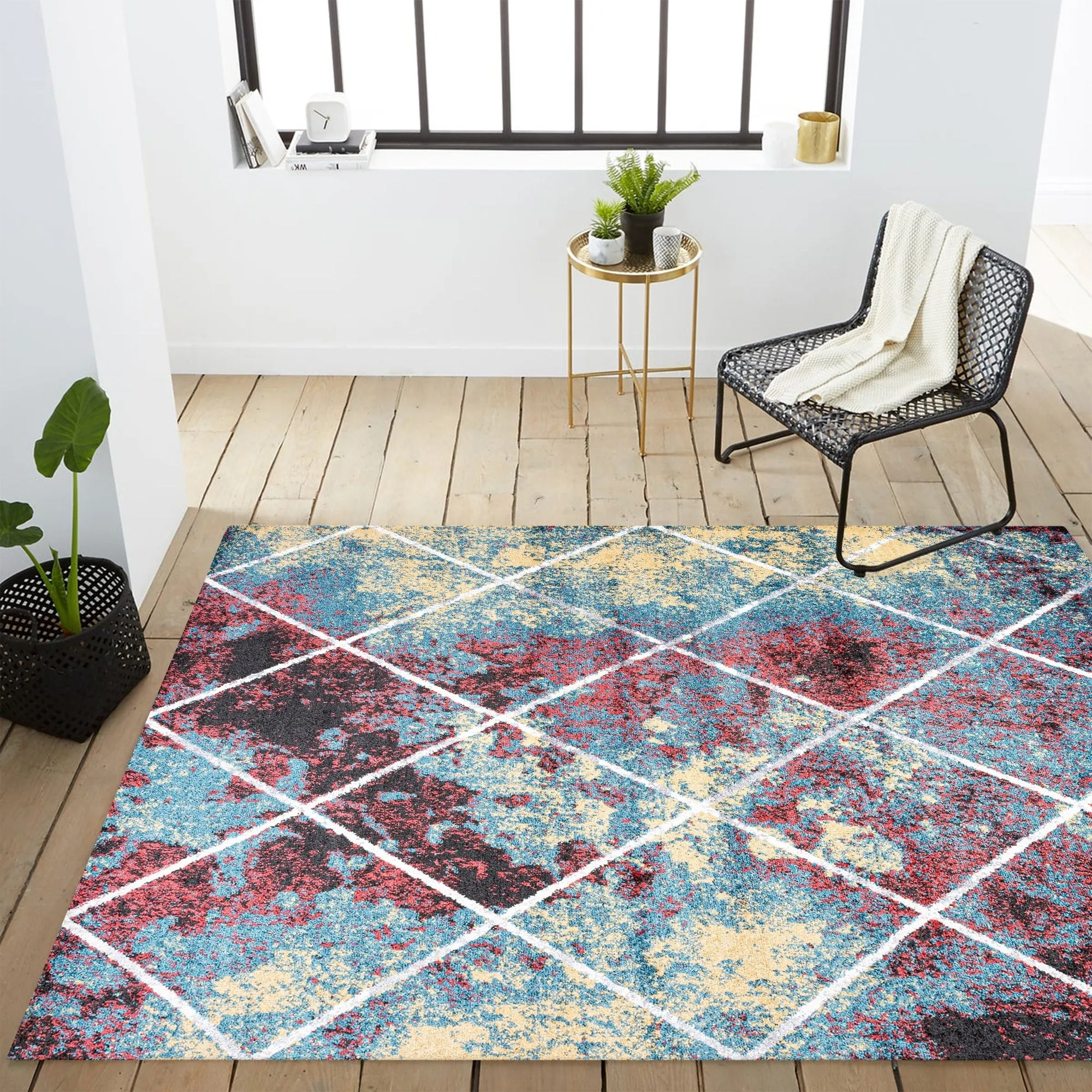 JONATHAN Y Viscon Minimalist Diamond Trellis Area Rug
