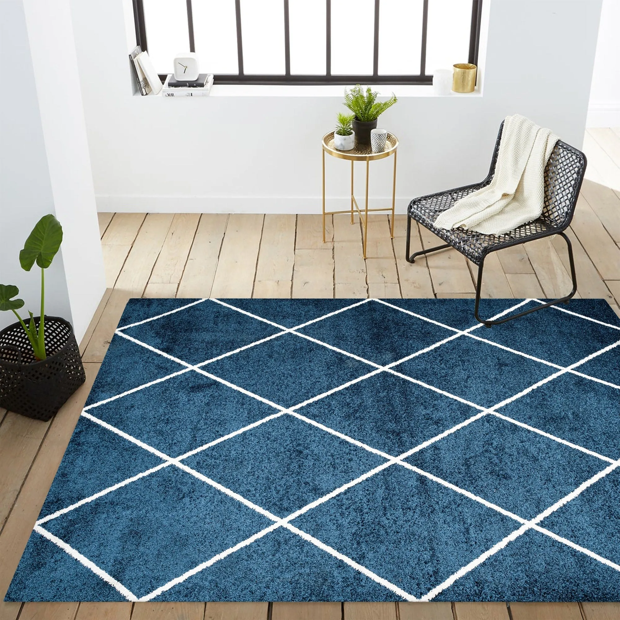 JONATHAN Y Viscon Minimalist Diamond Trellis Area Rug