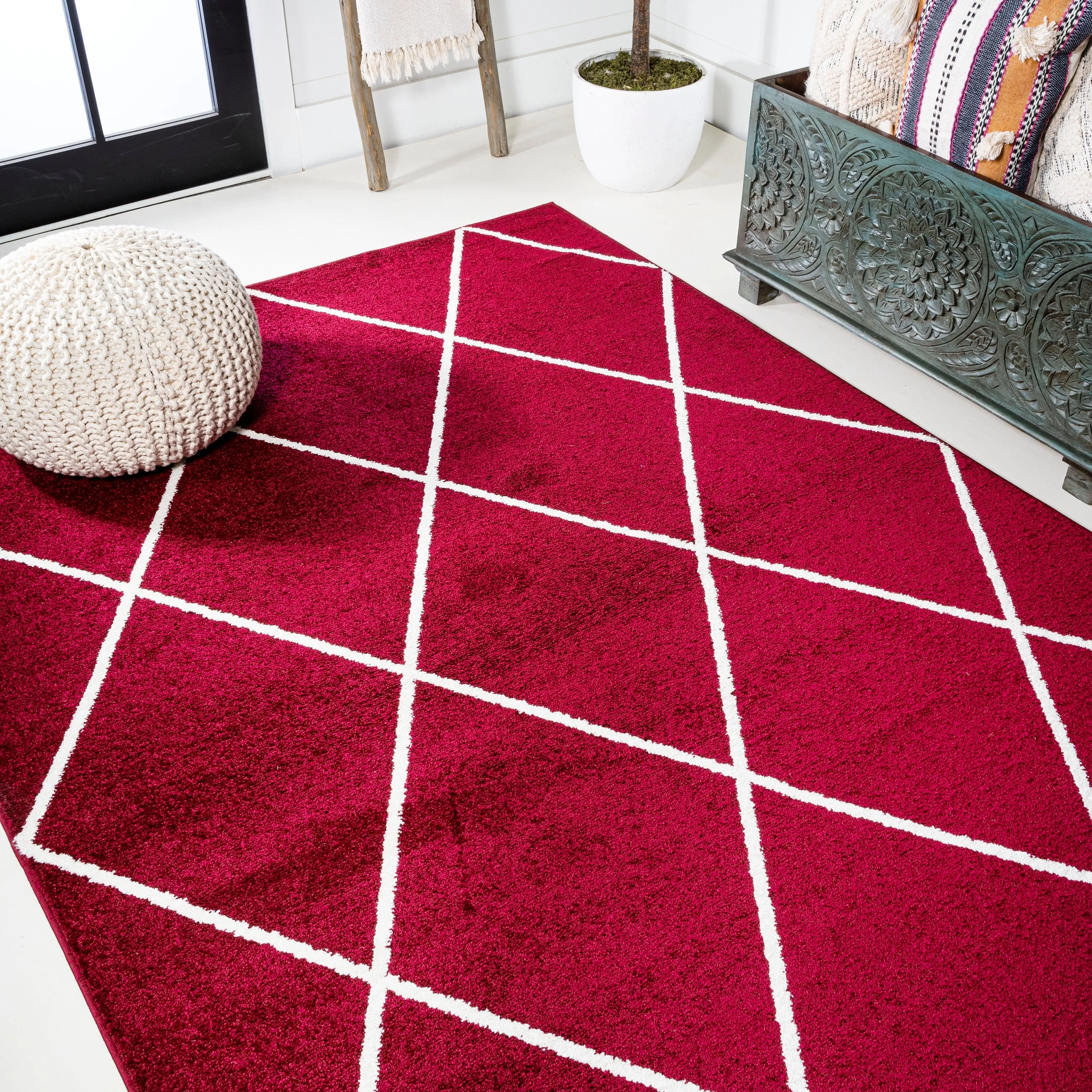 JONATHAN Y Viscon Minimalist Diamond Trellis Area Rug