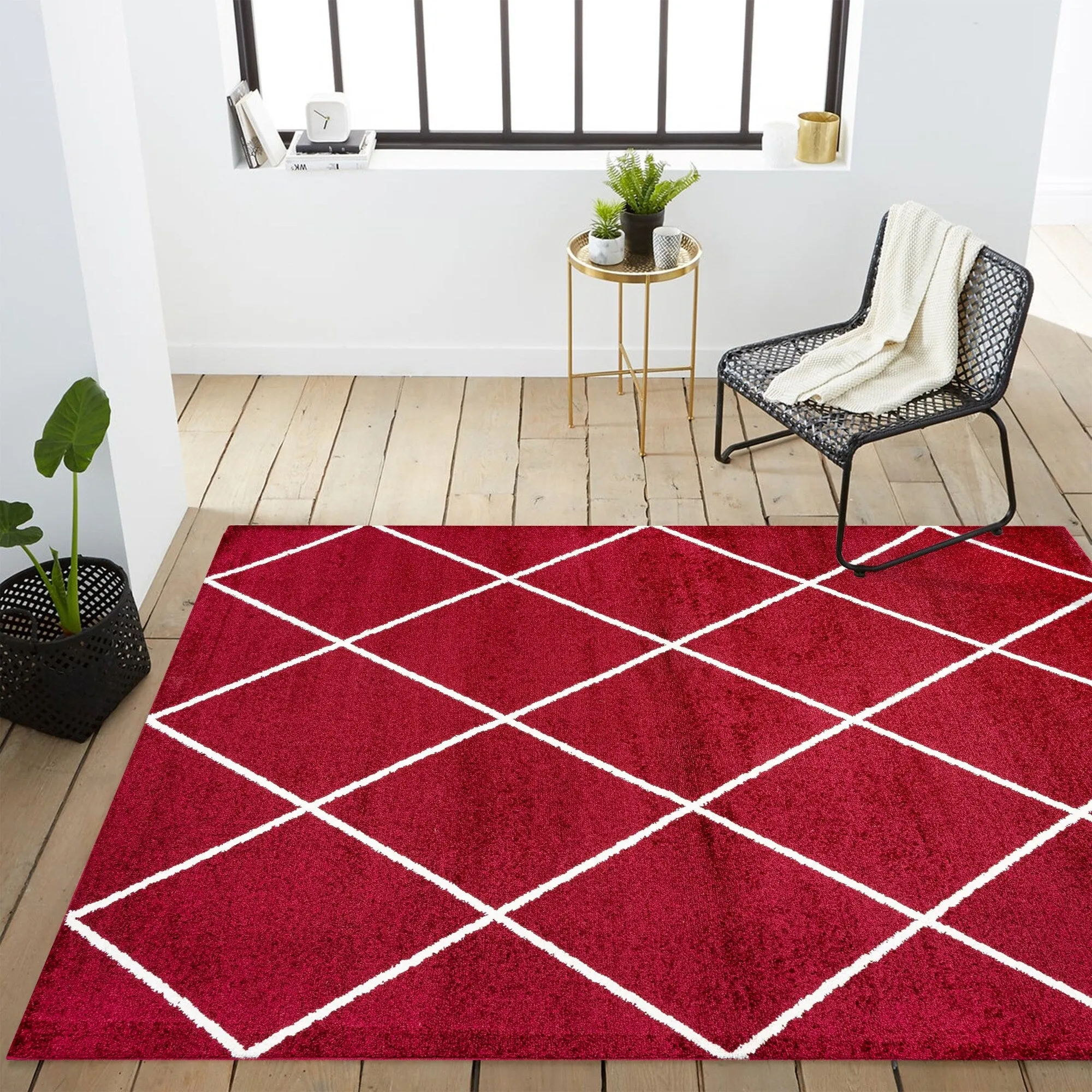 JONATHAN Y Viscon Minimalist Diamond Trellis Area Rug