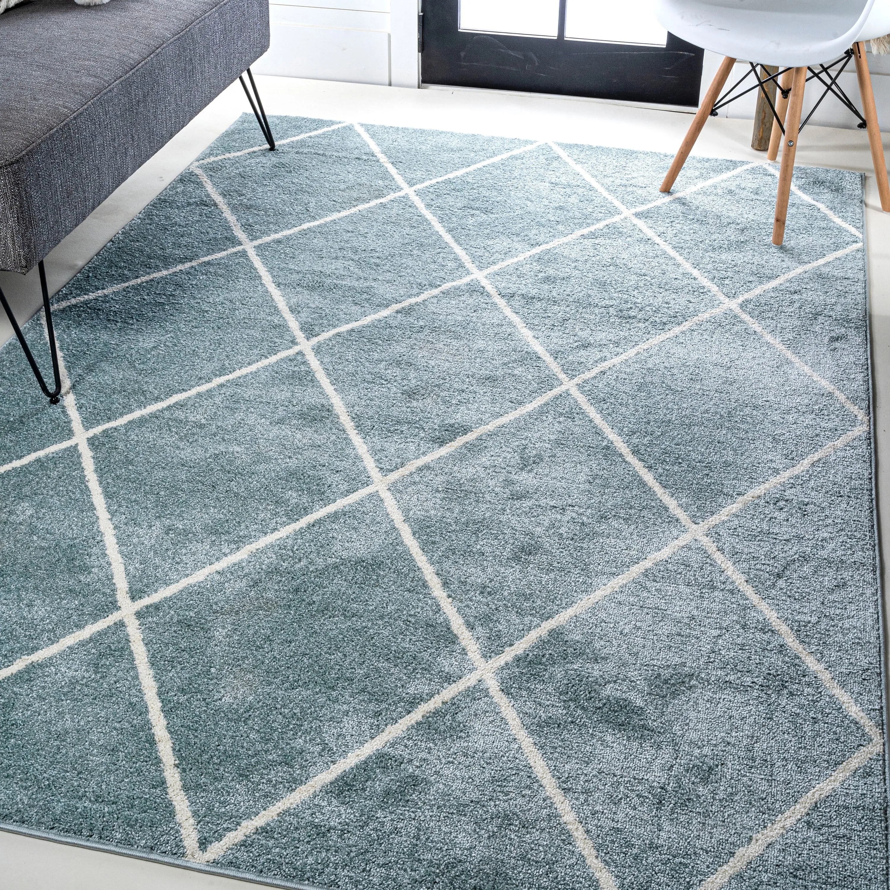 JONATHAN Y Viscon Minimalist Diamond Trellis Area Rug