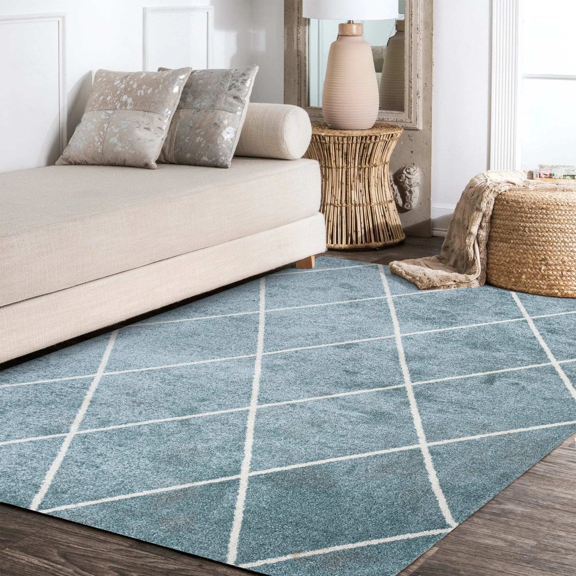 JONATHAN Y Viscon Minimalist Diamond Trellis Area Rug
