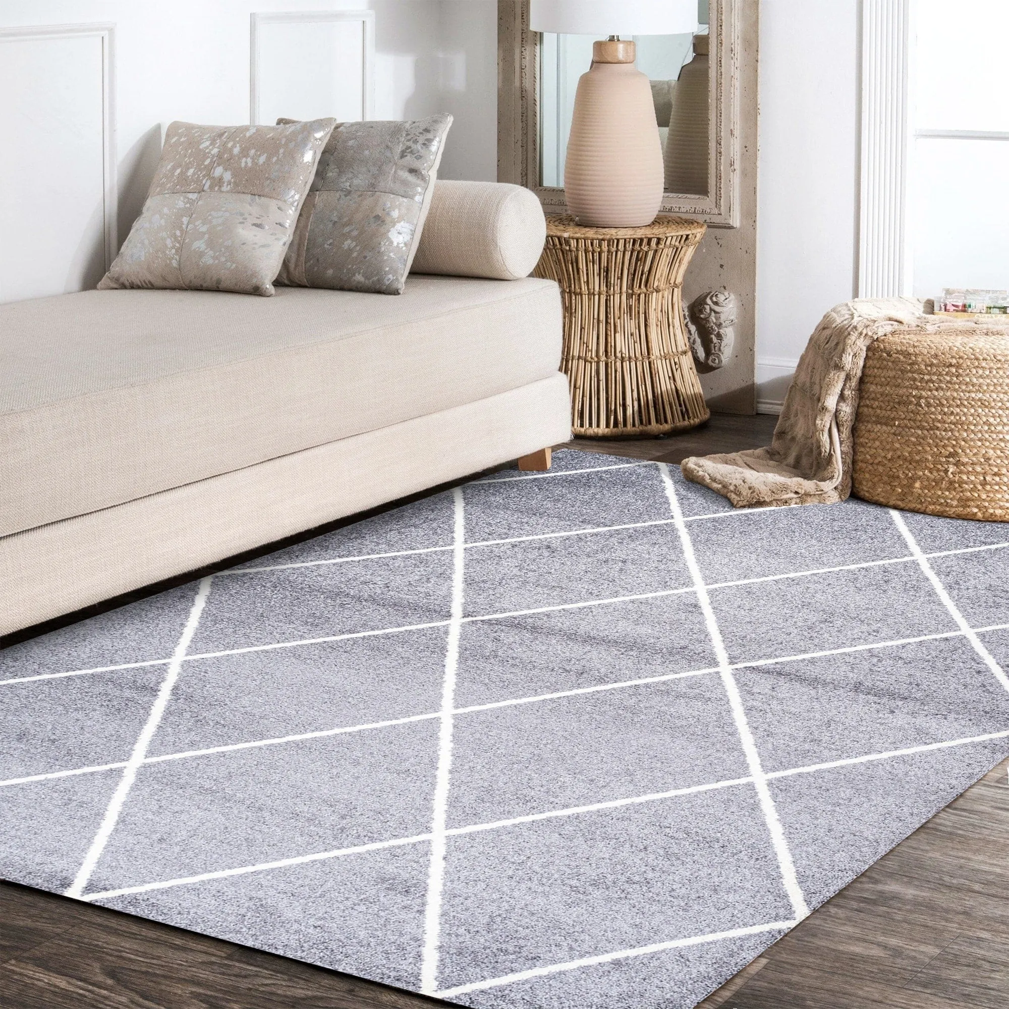 JONATHAN Y Viscon Minimalist Diamond Trellis Area Rug