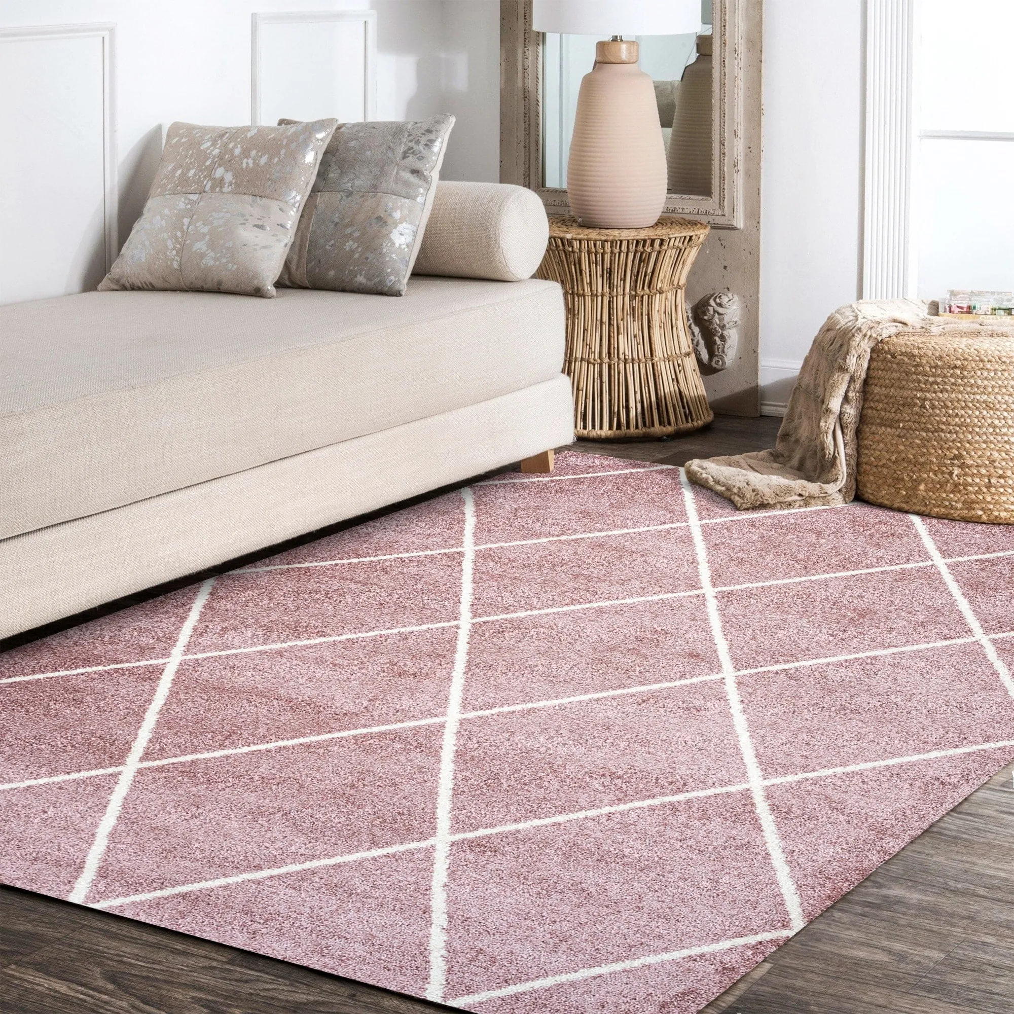 JONATHAN Y Viscon Minimalist Diamond Trellis Area Rug