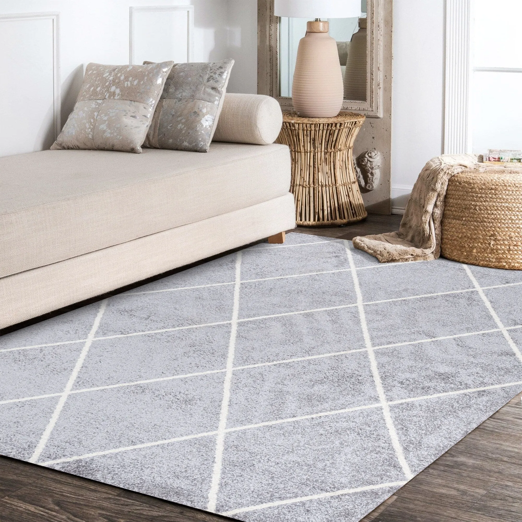 JONATHAN Y Viscon Minimalist Diamond Trellis Area Rug